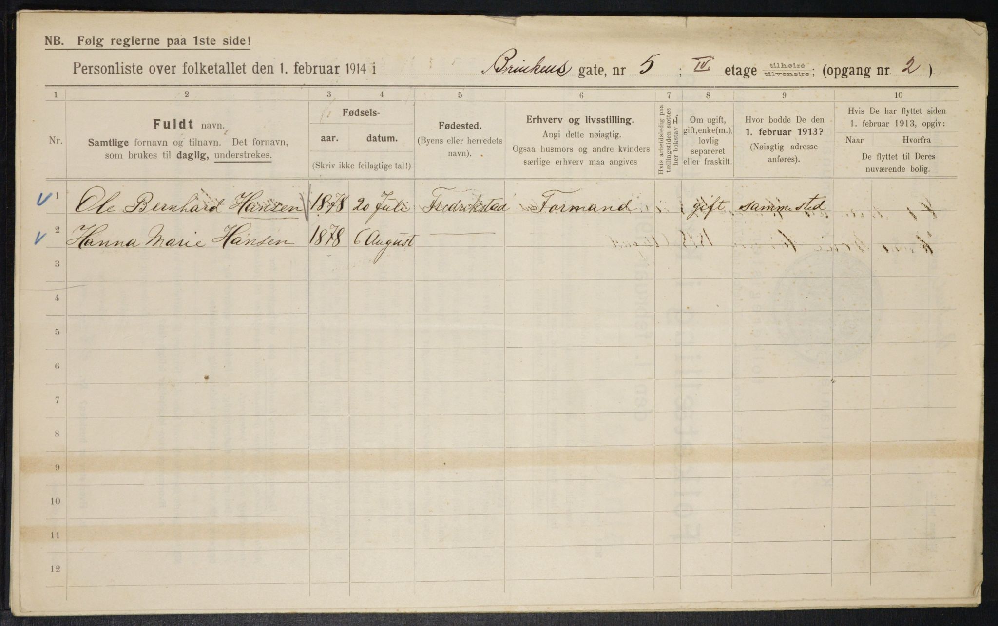 OBA, Municipal Census 1914 for Kristiania, 1914, p. 8851