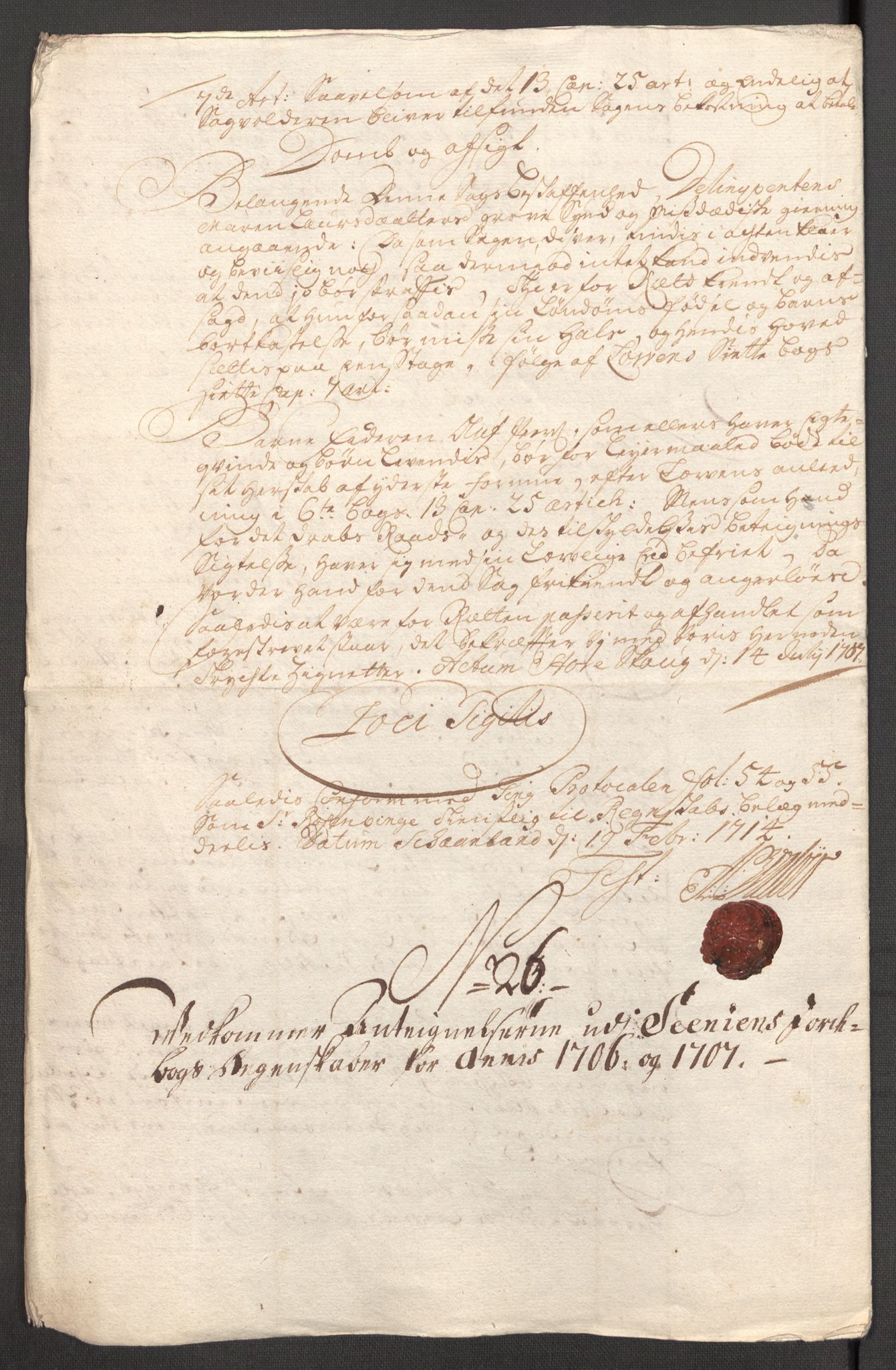 Rentekammeret inntil 1814, Reviderte regnskaper, Fogderegnskap, AV/RA-EA-4092/R68/L4756: Fogderegnskap Senja og Troms, 1705-1707, p. 506