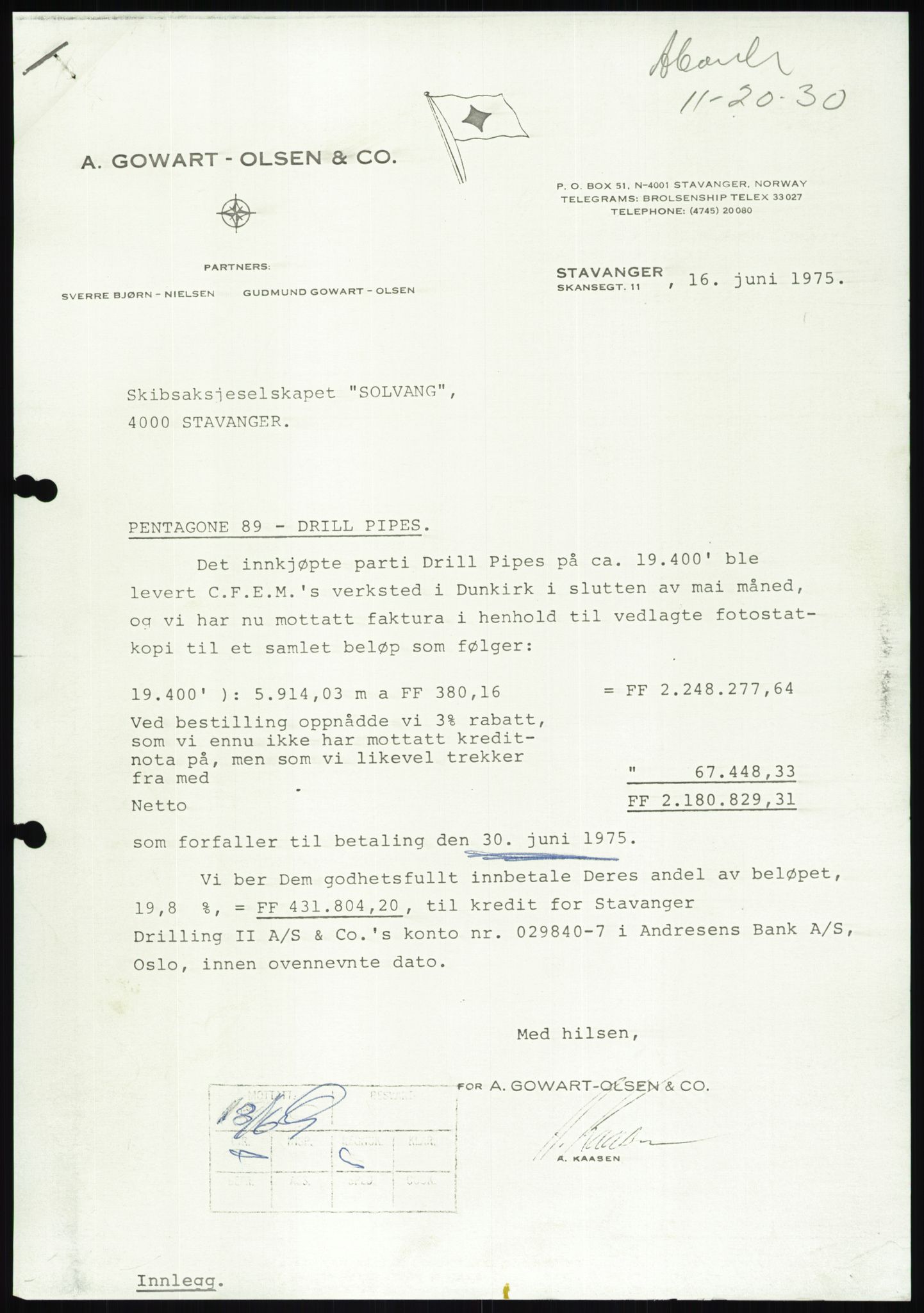 Pa 1503 - Stavanger Drilling AS, AV/SAST-A-101906/D/L0007: Korrespondanse og saksdokumenter, 1974-1981, p. 1056