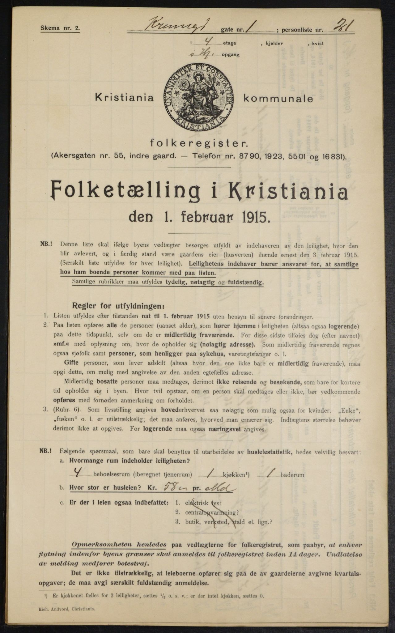 OBA, Municipal Census 1915 for Kristiania, 1915, p. 54204