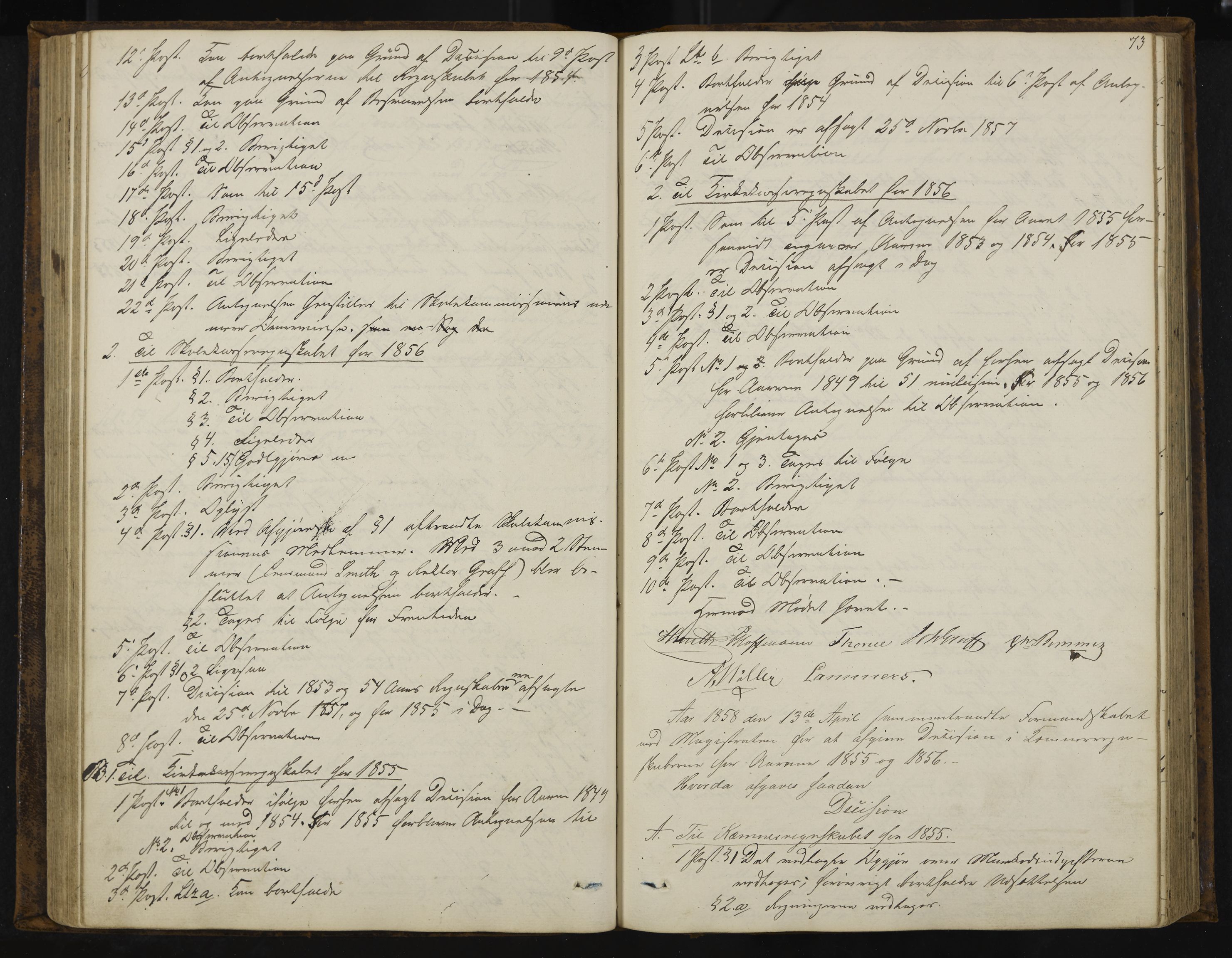 Kongsberg formannskap og sentraladministrasjon, IKAK/0604021-1/A/L0003: Møtebok med register, 1856-1861, p. 73