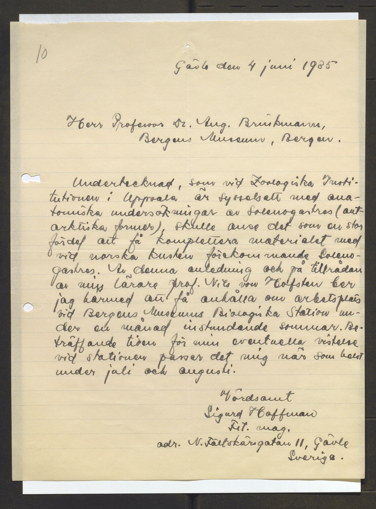 Bergens Museum, AV/SAB-A-17301/13/D/L0002: Korrespondanse , 1928-1940, p. 533