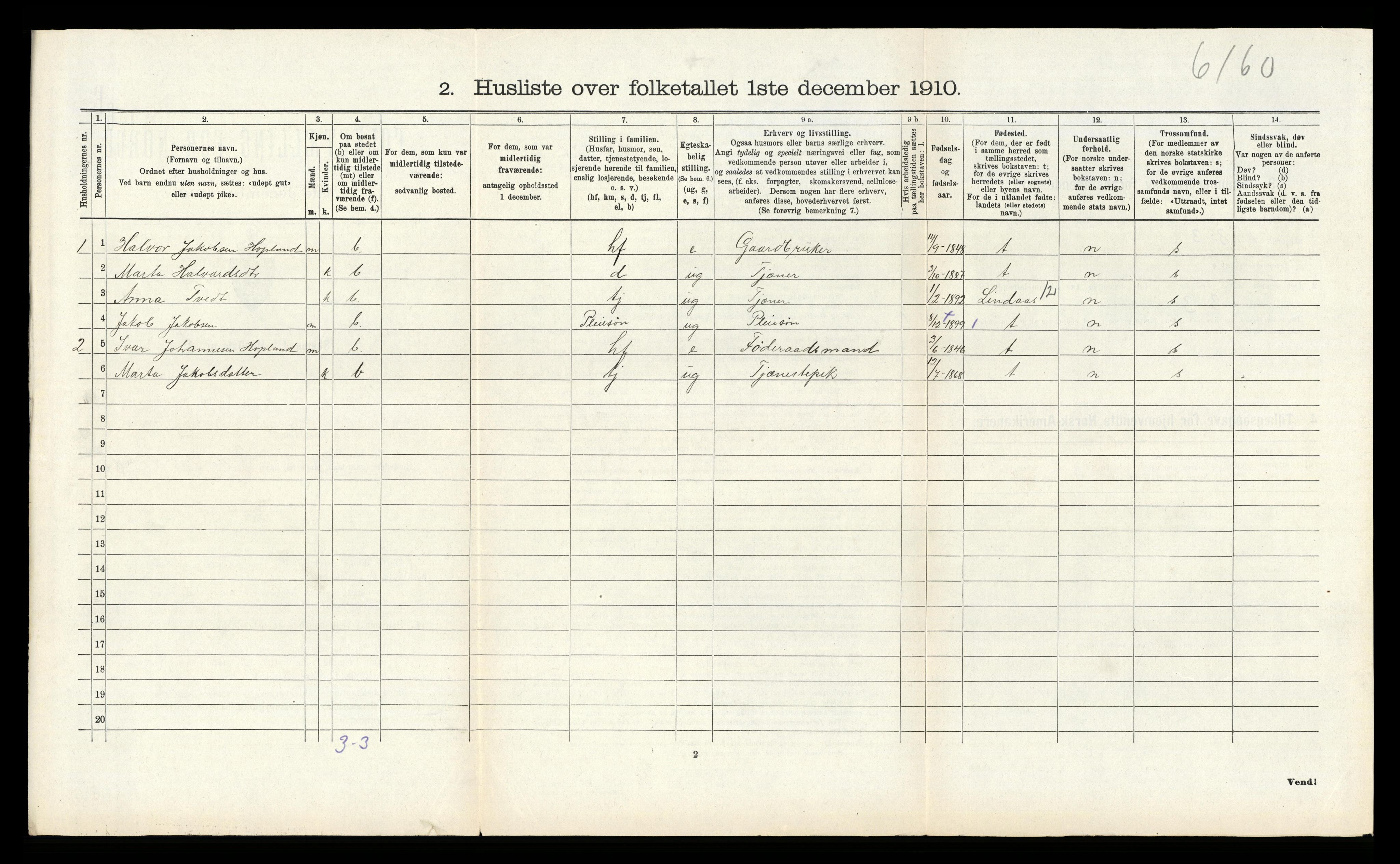 RA, 1910 census for Alversund, 1910, p. 999