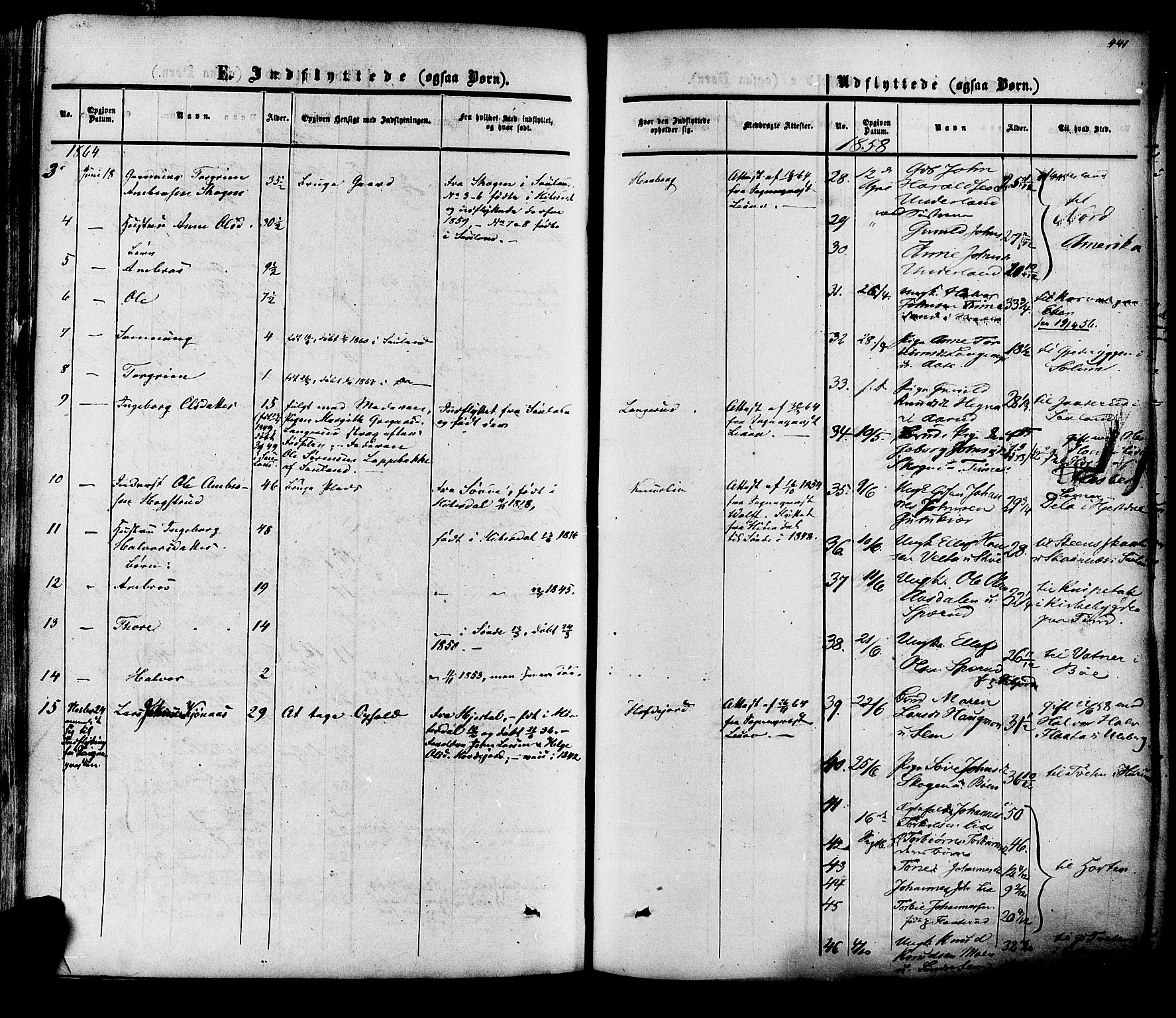 Heddal kirkebøker, SAKO/A-268/F/Fa/L0007: Parish register (official) no. I 7, 1855-1877, p. 441