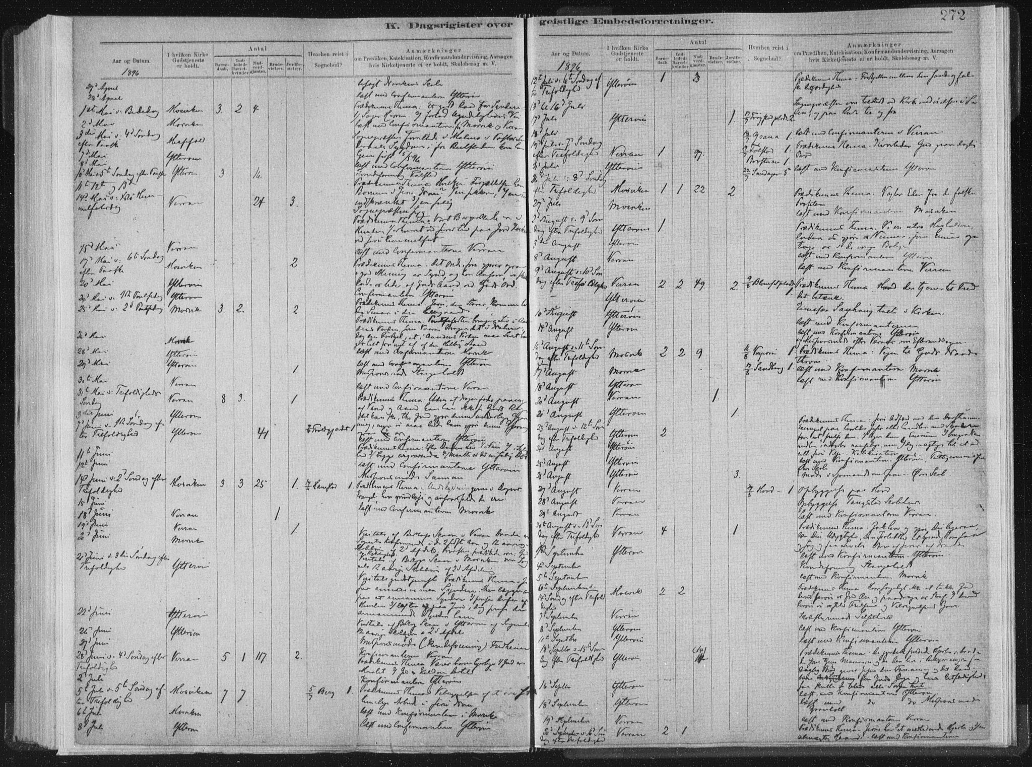 Ministerialprotokoller, klokkerbøker og fødselsregistre - Nord-Trøndelag, SAT/A-1458/722/L0220: Parish register (official) no. 722A07, 1881-1908, p. 272