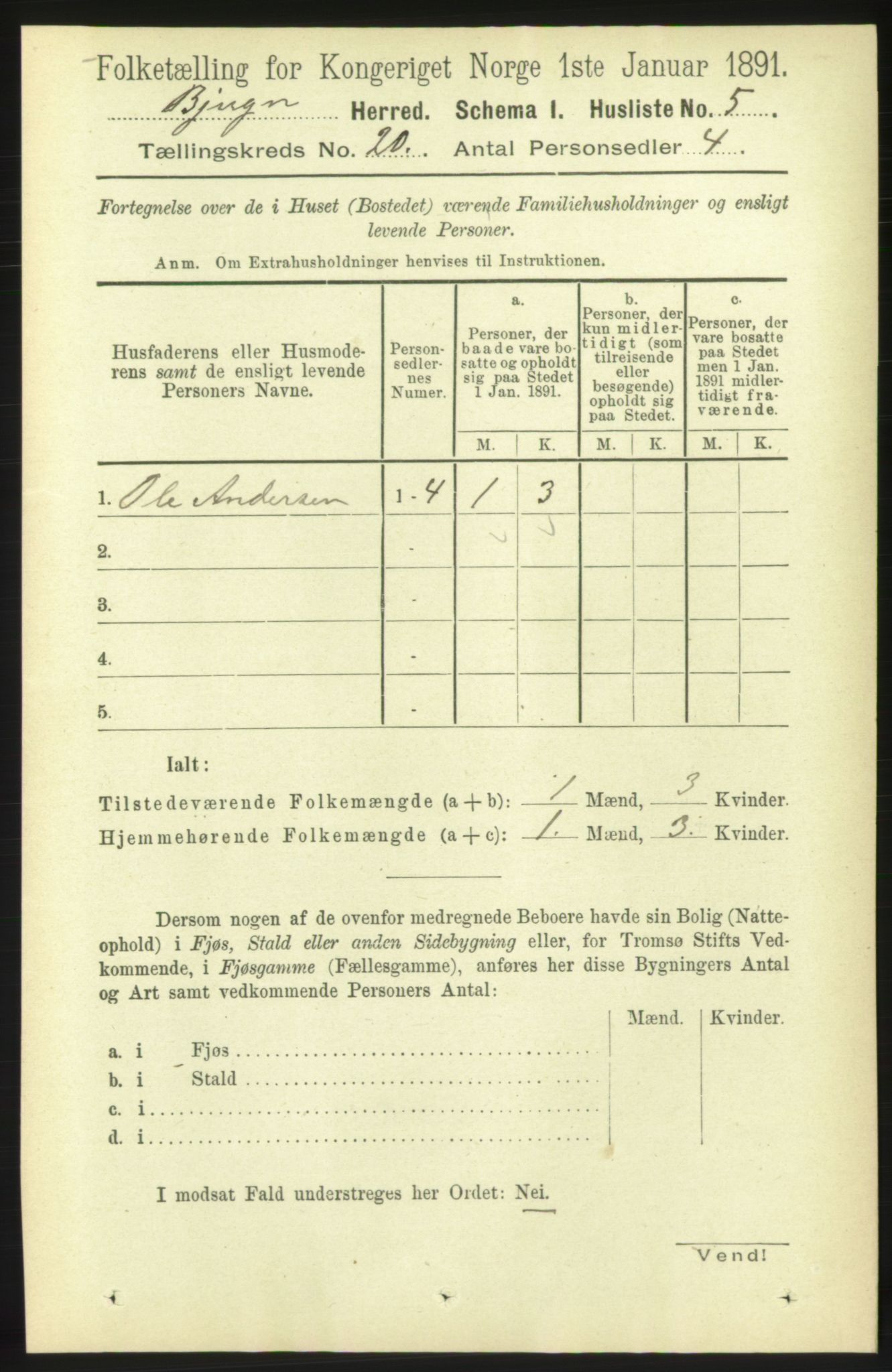 RA, 1891 census for 1627 Bjugn, 1891, p. 5349