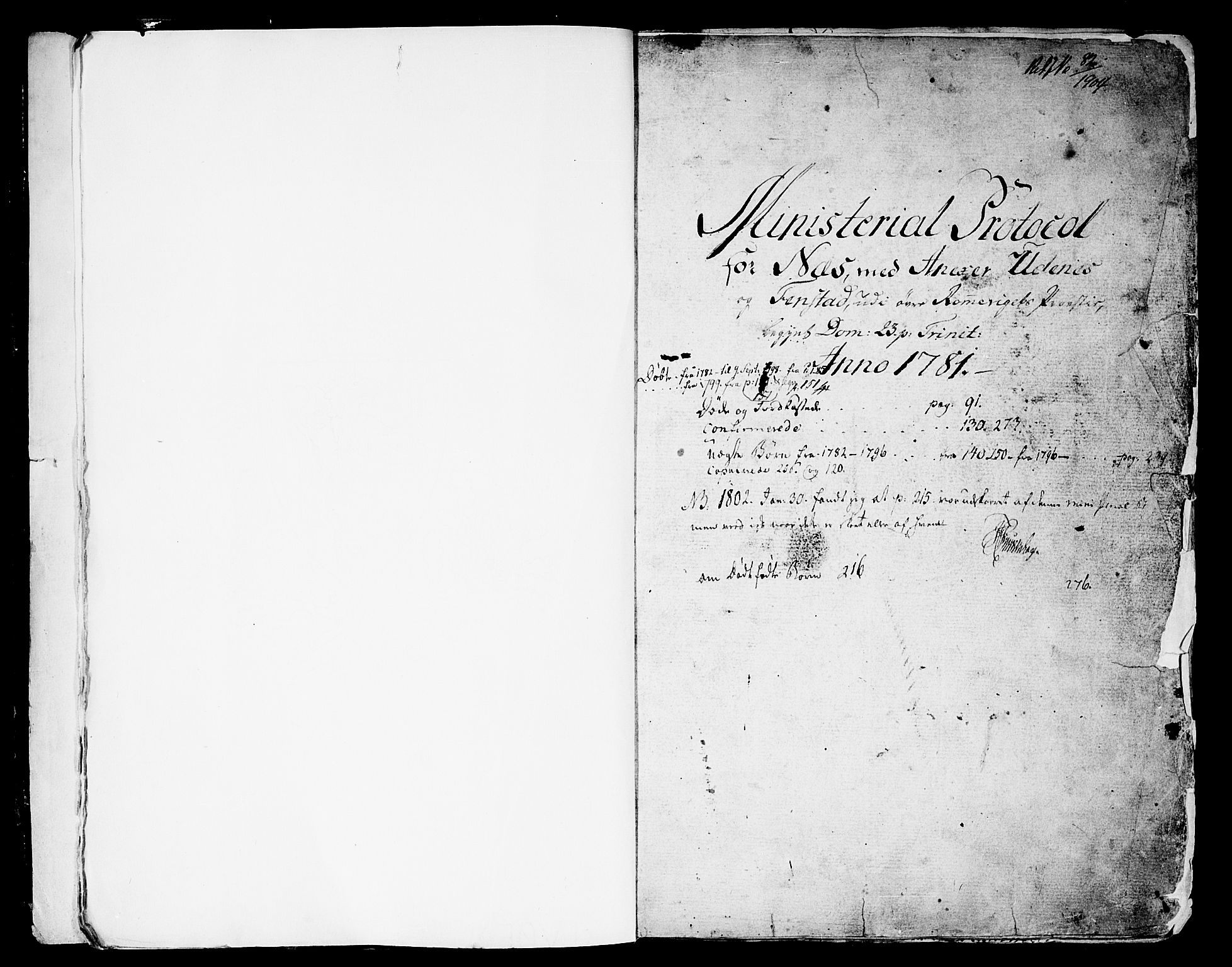 Nes prestekontor Kirkebøker, SAO/A-10410/F/Fa/L0004: Parish register (official) no. I 4, 1781-1816, p. 1