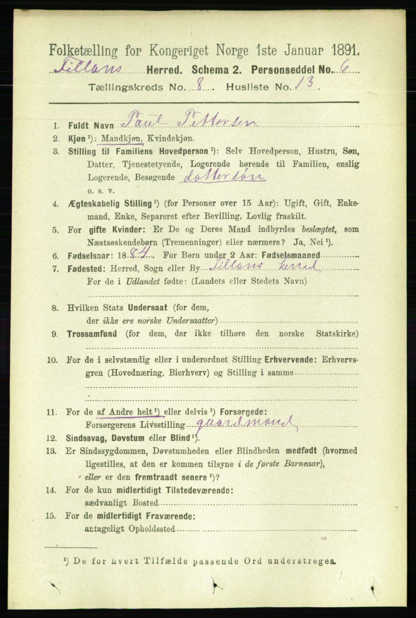 RA, 1891 census for 1616 Fillan, 1891, p. 1954