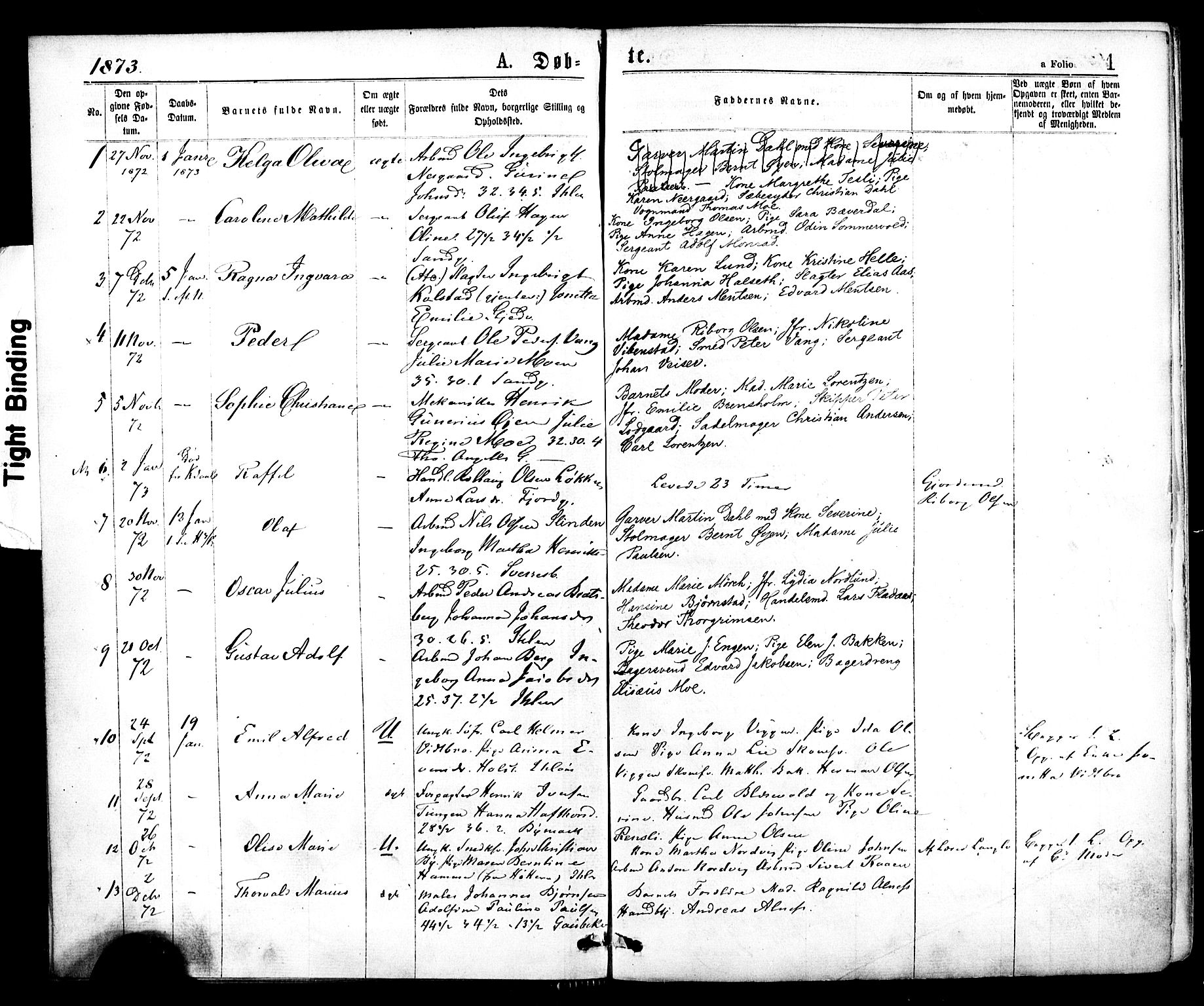 SAT, Ministerialprotokoller, klokkerbøker og fødselsregistre - Sør-Trøndelag, SAT/A-1456/602/L0118Parish register (official) no. 602A16, 1873-1879, p. 1