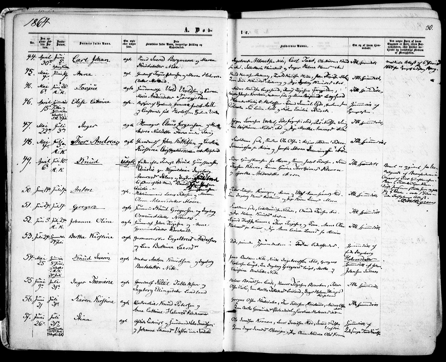 Søndeled sokneprestkontor, SAK/1111-0038/F/Fa/L0003: Parish register (official) no. A 3, 1861-1879, p. 30