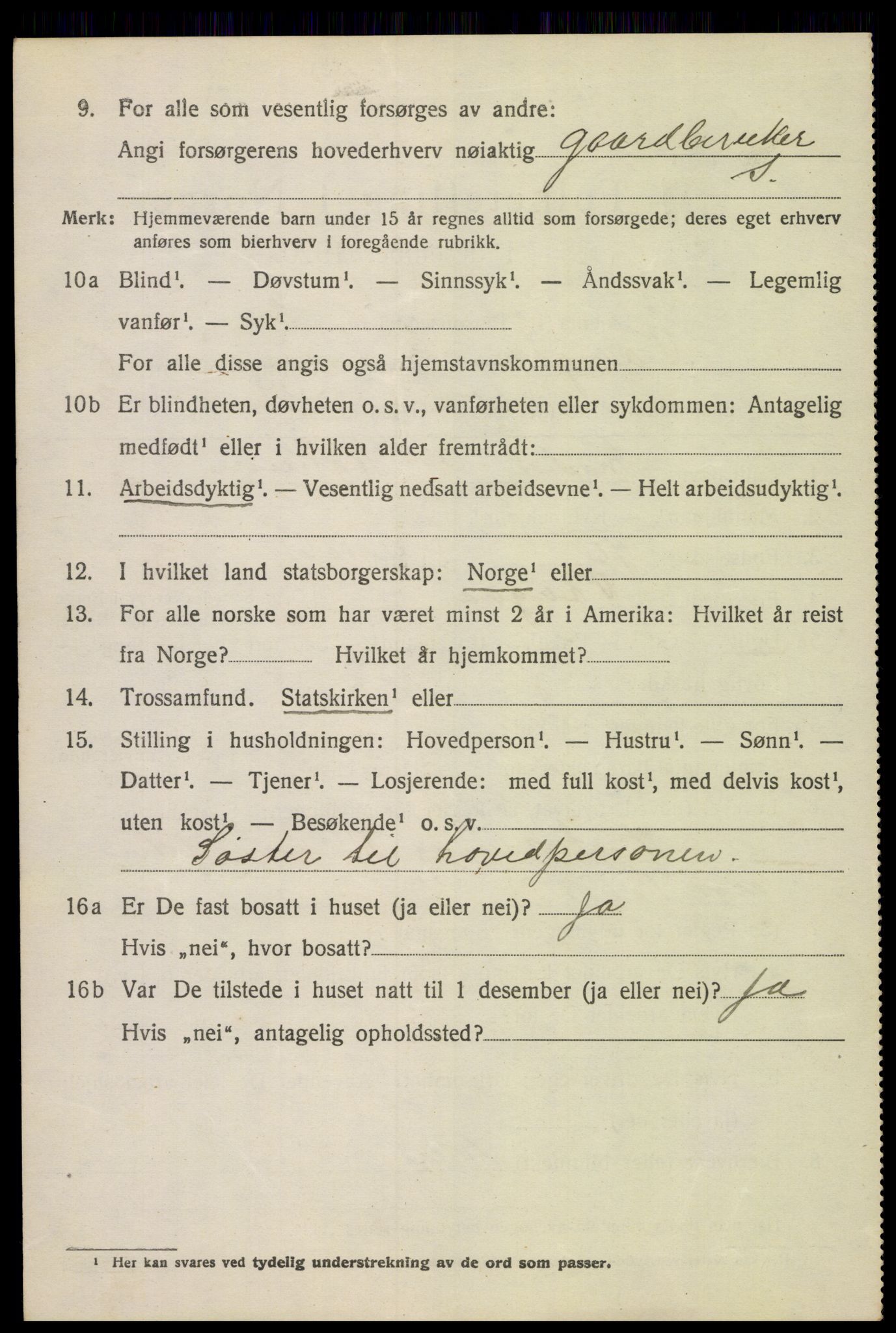 SAH, 1920 census for Vågå, 1920, p. 5291