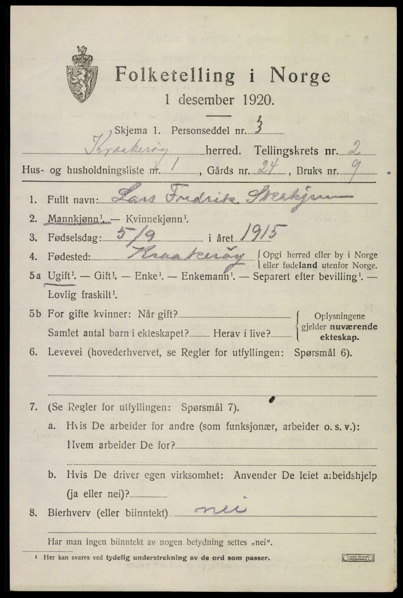 SAO, 1920 census for Kråkerøy, 1920, p. 2592