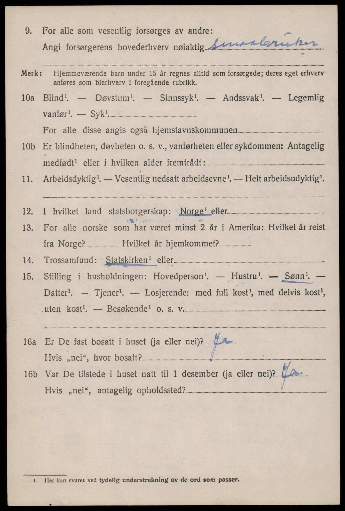 SAST, 1920 census for Årdal, 1920, p. 1169