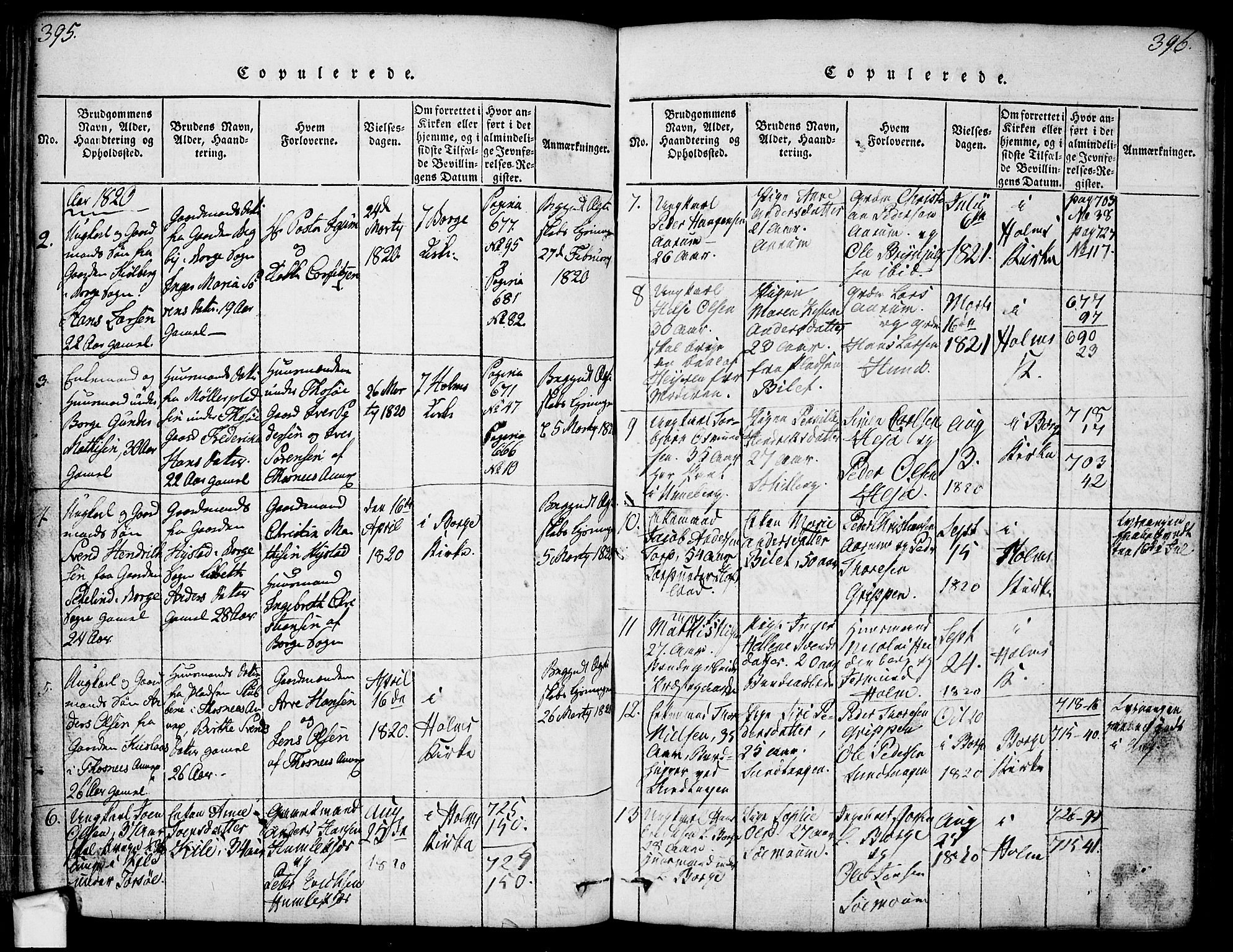 Borge prestekontor Kirkebøker, SAO/A-10903/F/Fa/L0003: Parish register (official) no. I 3, 1815-1836, p. 395-396