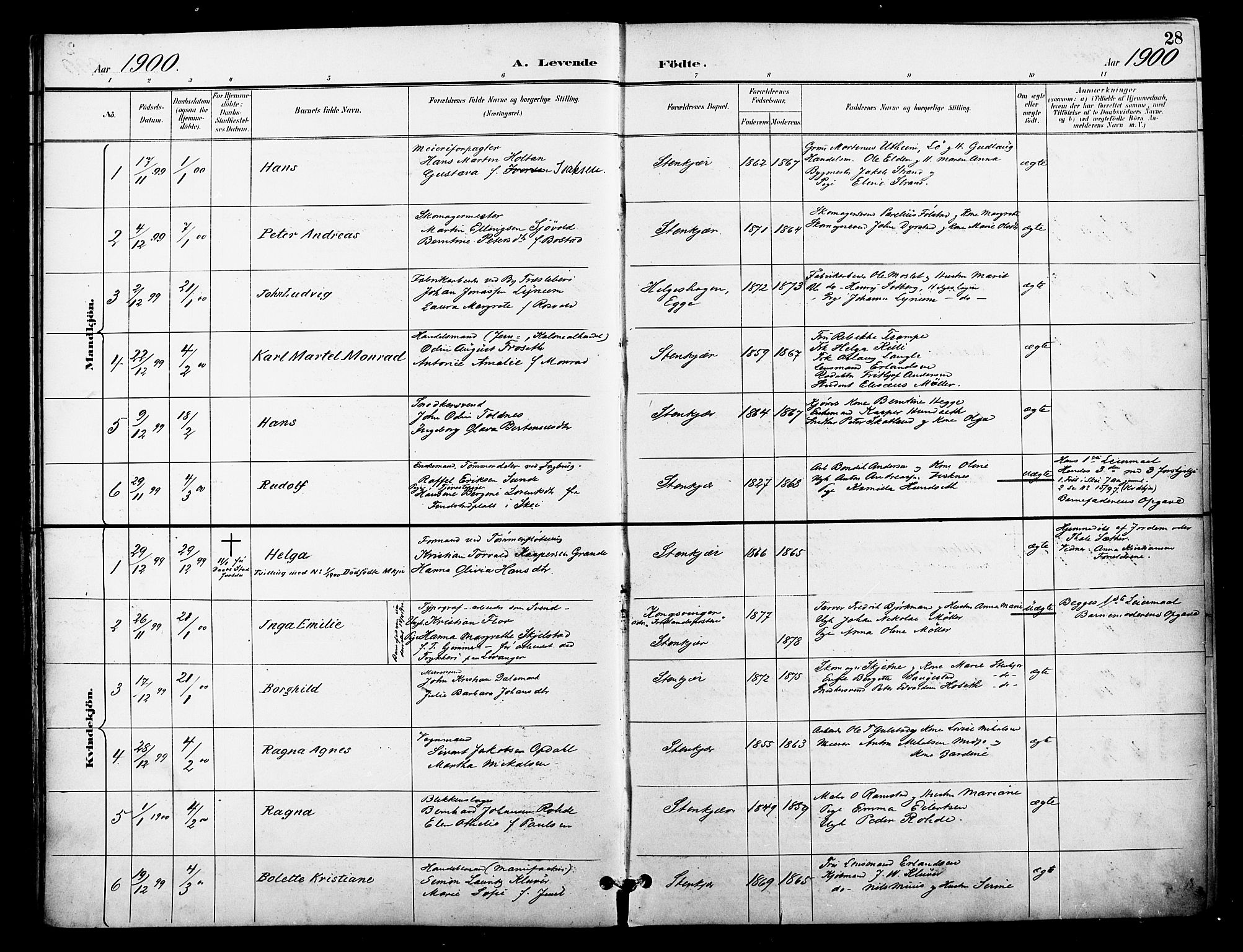 Ministerialprotokoller, klokkerbøker og fødselsregistre - Nord-Trøndelag, AV/SAT-A-1458/739/L0372: Parish register (official) no. 739A04, 1895-1903, p. 28