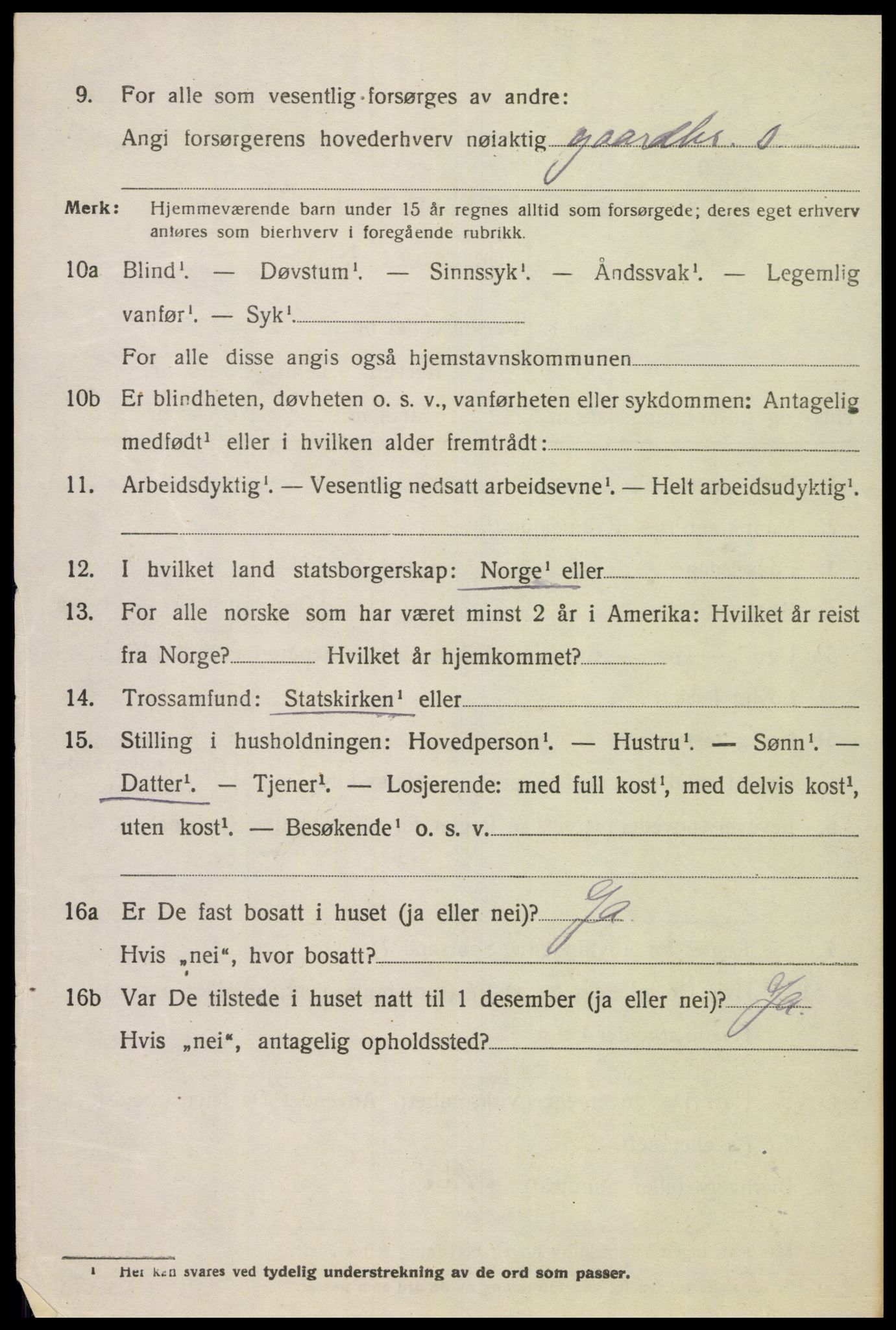 SAK, 1920 census for Lista, 1920, p. 3930