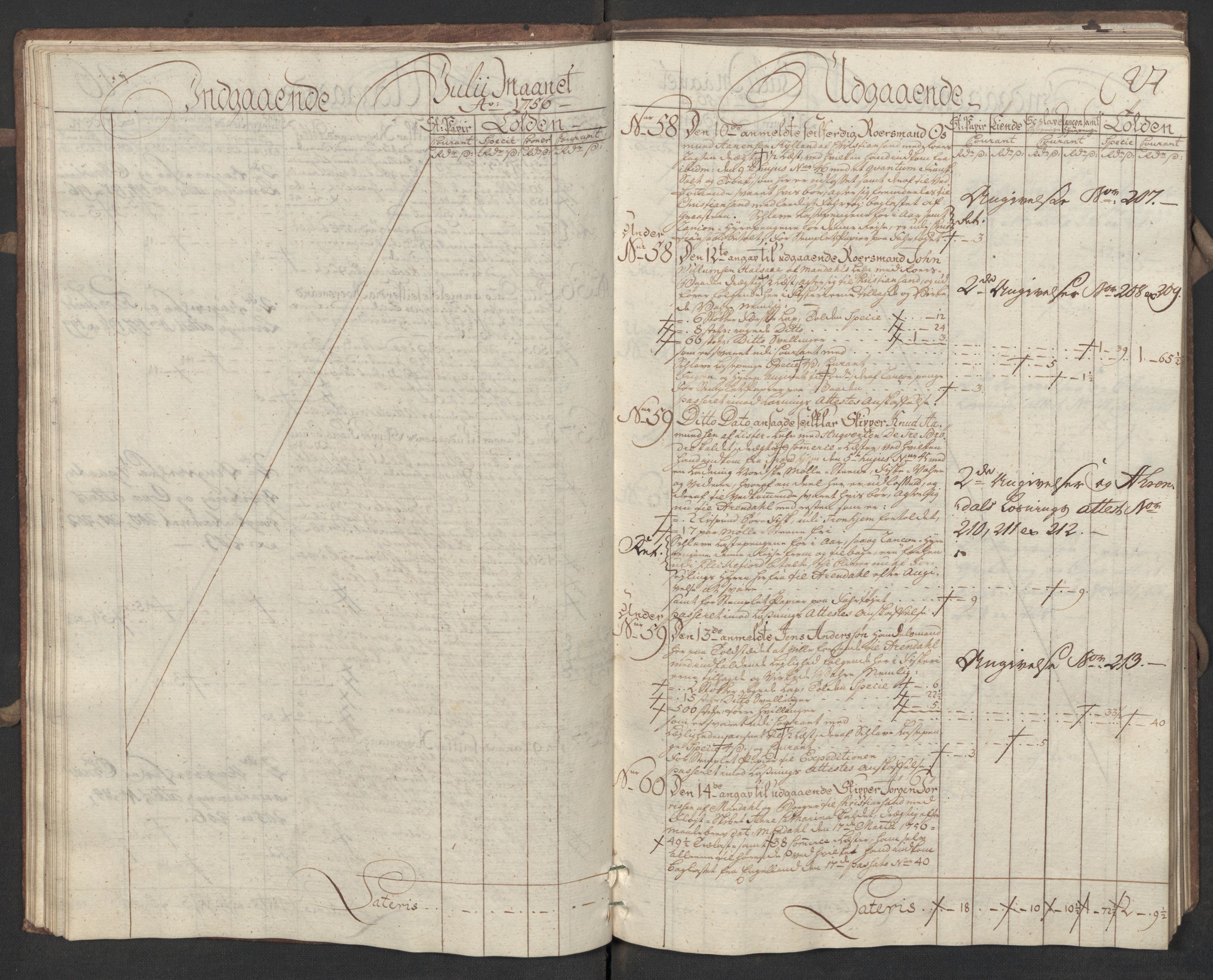 Generaltollkammeret, tollregnskaper, AV/RA-EA-5490/R17/L0017/0002: Tollregnskaper Mandal / Utgående hovedtollbok, 1756, p. 26b-27a