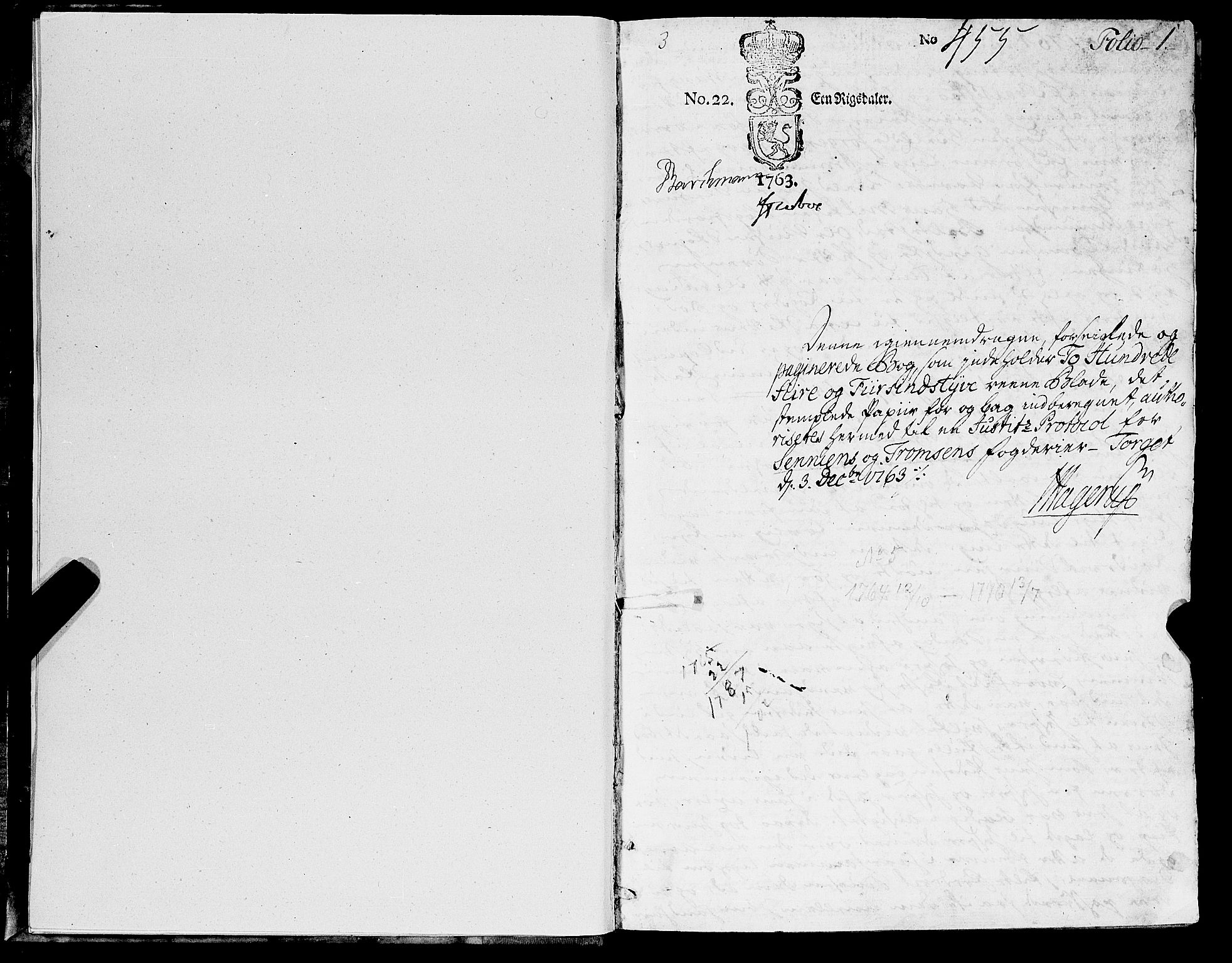 Senja og Tromsø sorenskriveri , SATØ/SATØ-31/F/Fa/L0050: Justisprotokoller/tingbøker, 1764-1770, p. 0b-1a