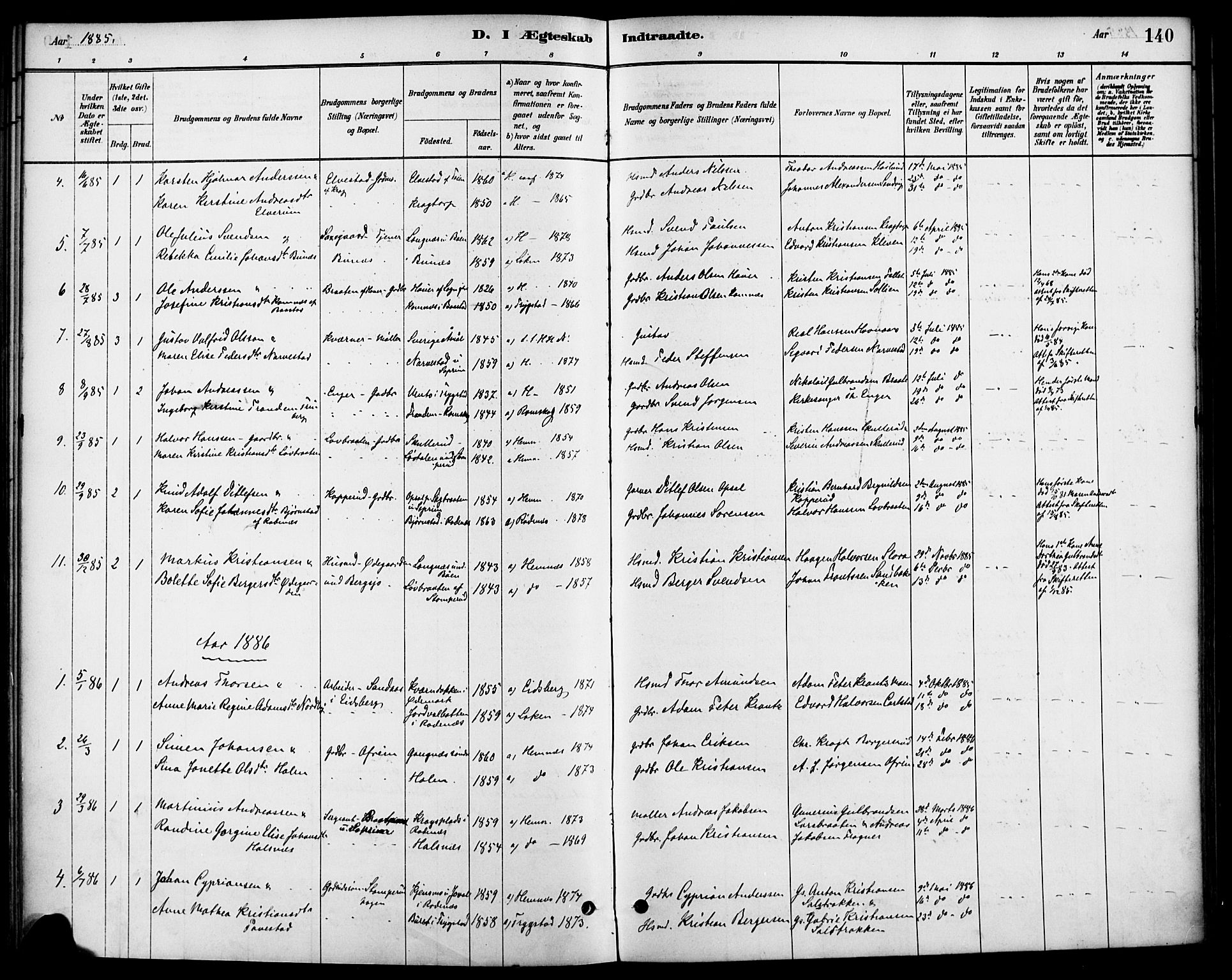 Høland prestekontor Kirkebøker, SAO/A-10346a/F/Fb/L0001: Parish register (official) no. II 1, 1880-1897, p. 140