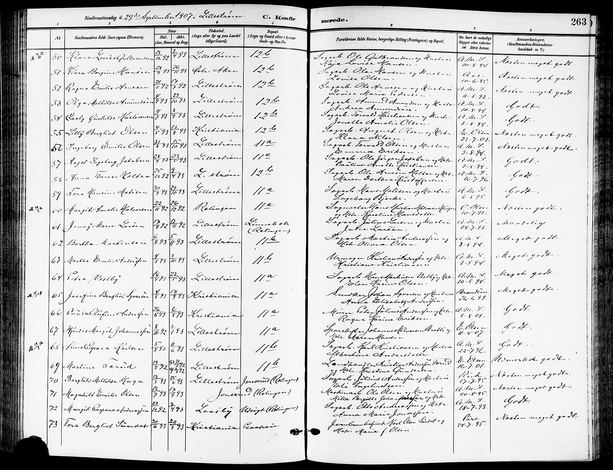 Skedsmo prestekontor Kirkebøker, AV/SAO-A-10033a/G/Ga/L0005b: Parish register (copy) no. I 5B, 1902-1911, p. 263