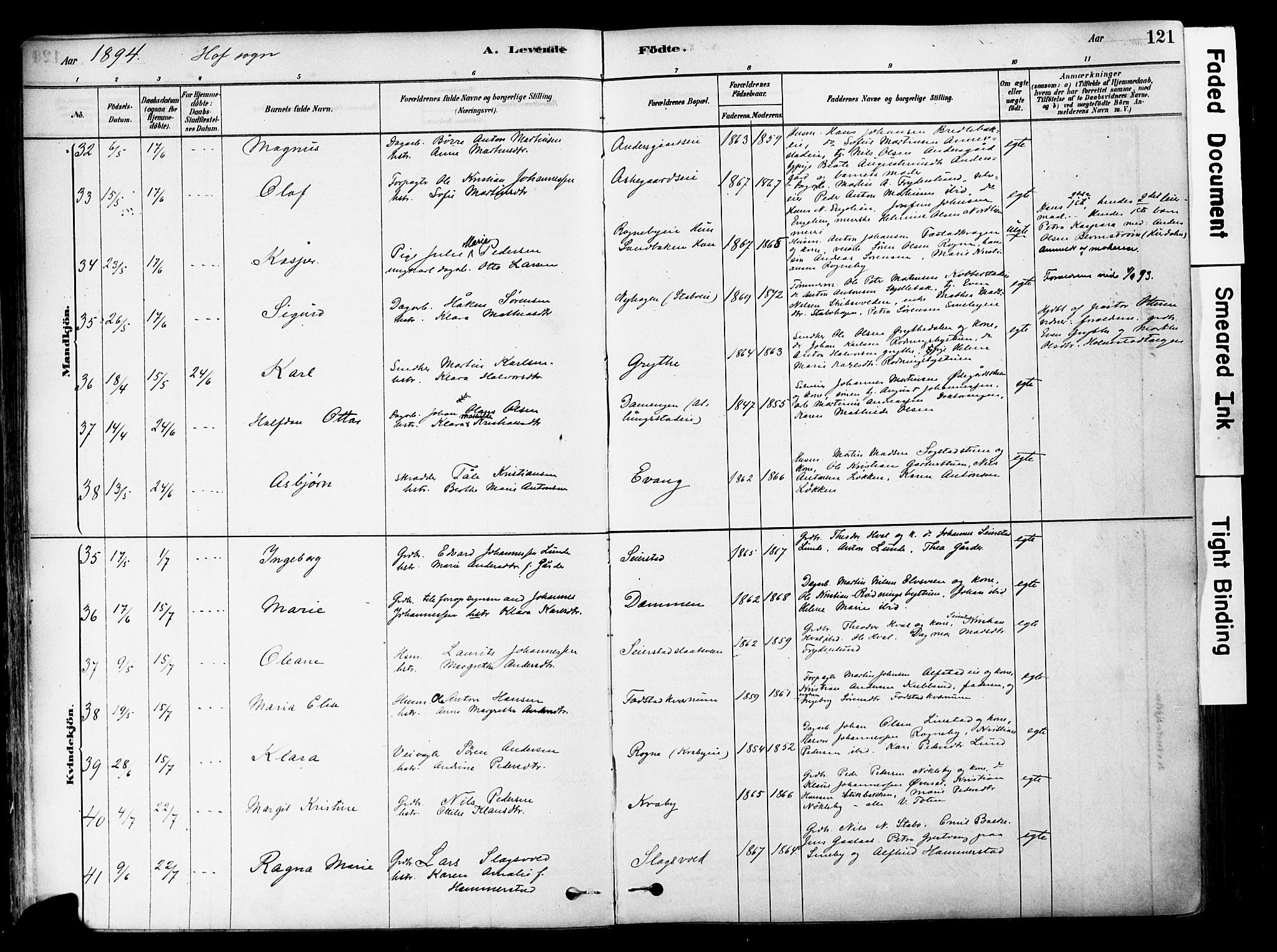 Østre Toten prestekontor, AV/SAH-PREST-104/H/Ha/Haa/L0006: Parish register (official) no. 6 /1, 1878-1896, p. 121