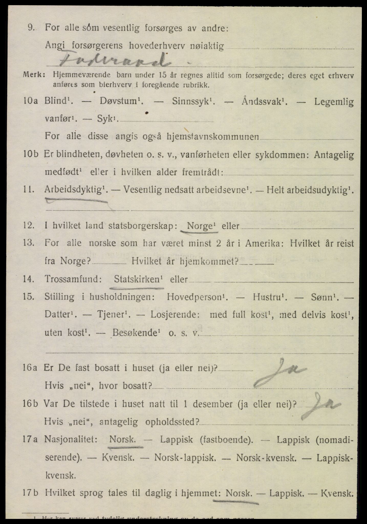 SAT, 1920 census for Meløy, 1920, p. 10050
