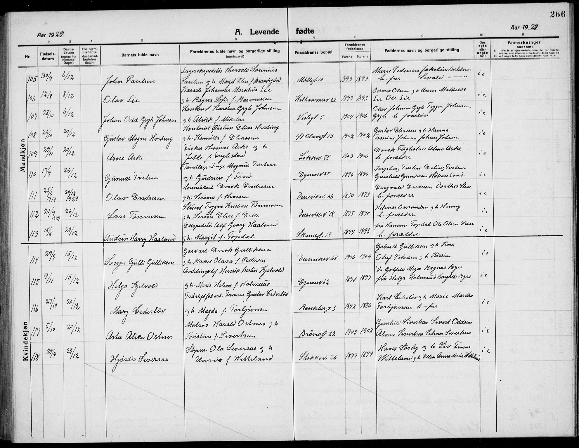 Domkirken sokneprestkontor, AV/SAST-A-101812/001/30/30BB/L0019: Parish register (copy) no. B 19, 1915-1932, p. 266