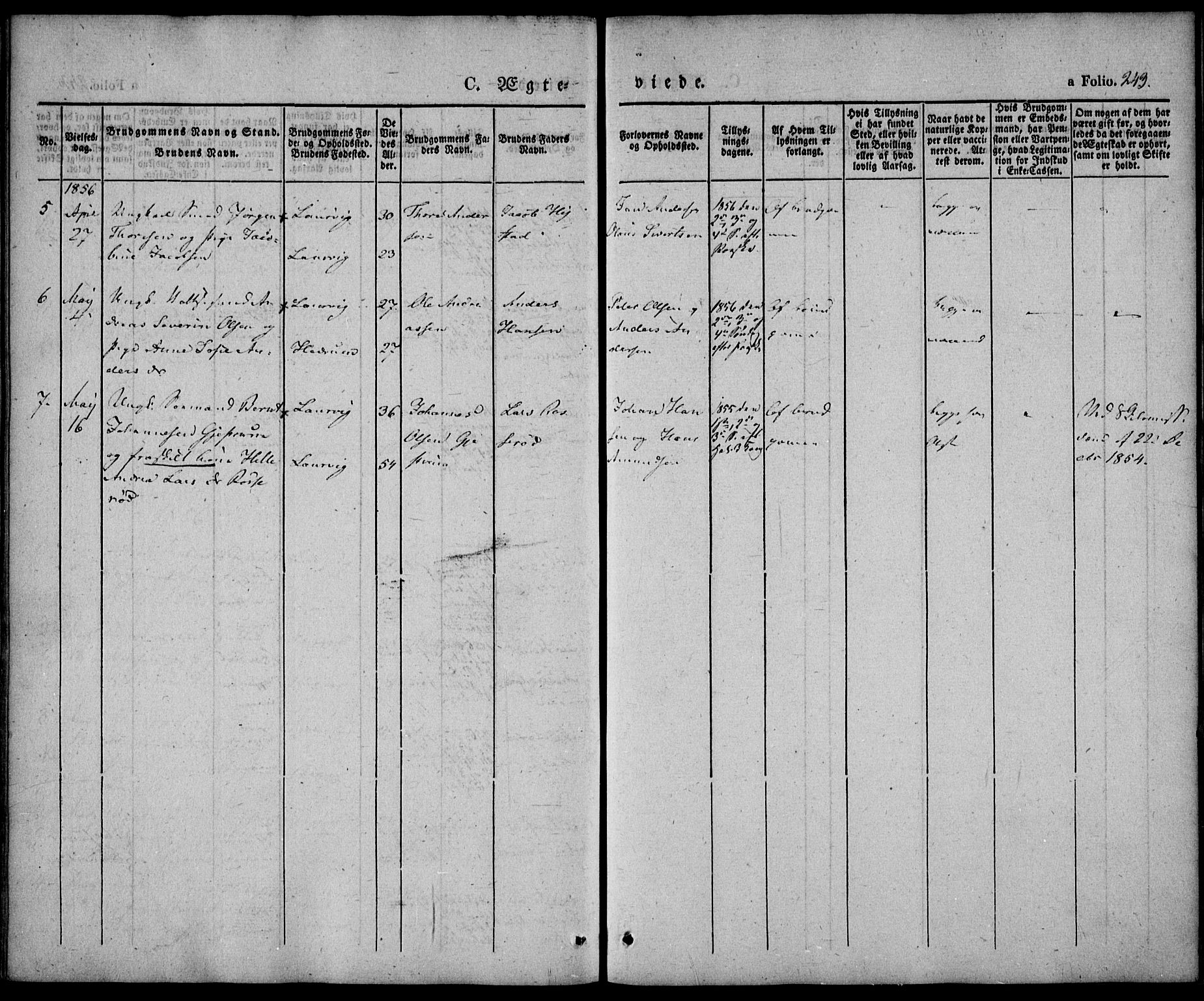 Larvik kirkebøker, AV/SAKO-A-352/F/Fb/L0003: Parish register (official) no. II 3, 1842-1856, p. 243