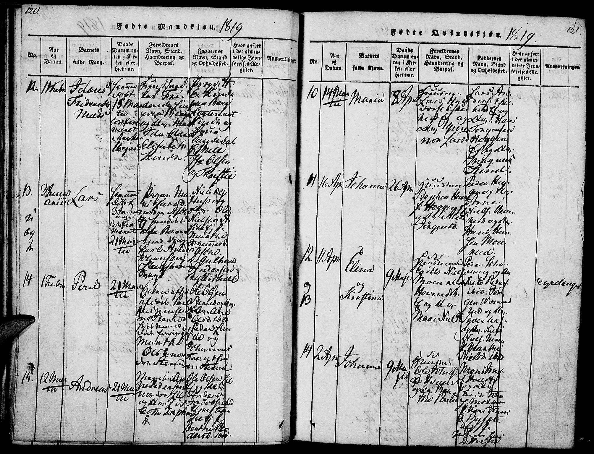 Nes prestekontor, Hedmark, AV/SAH-PREST-020/K/Ka/L0002: Parish register (official) no. 2, 1813-1827, p. 120-121