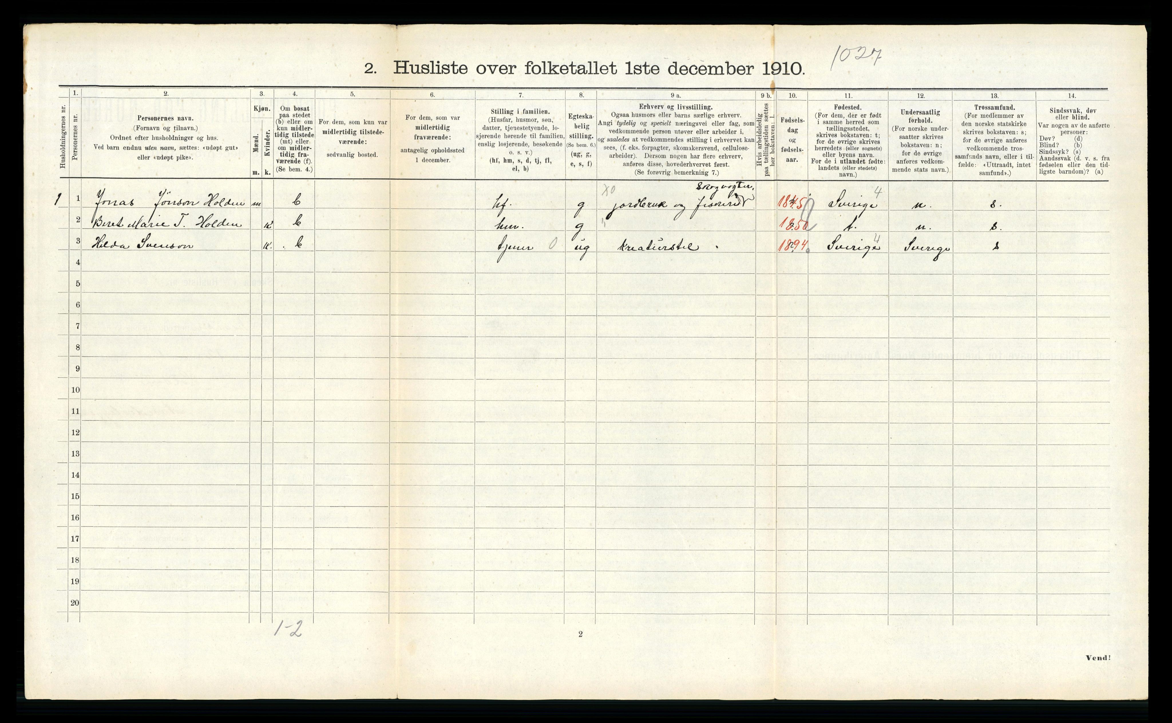 RA, 1910 census for Snåsa, 1910, p. 429