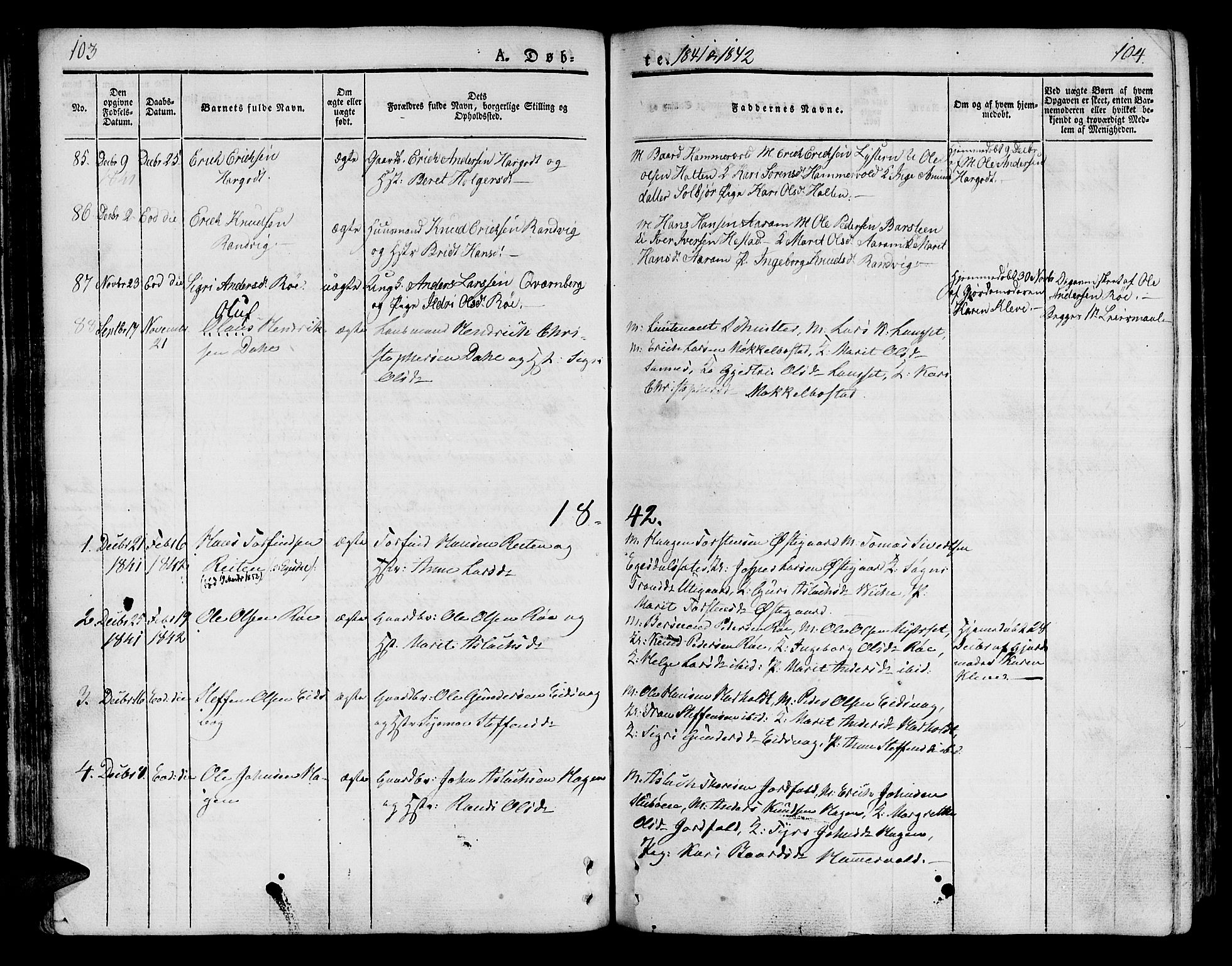 Ministerialprotokoller, klokkerbøker og fødselsregistre - Møre og Romsdal, SAT/A-1454/551/L0624: Parish register (official) no. 551A04, 1831-1845, p. 103-104