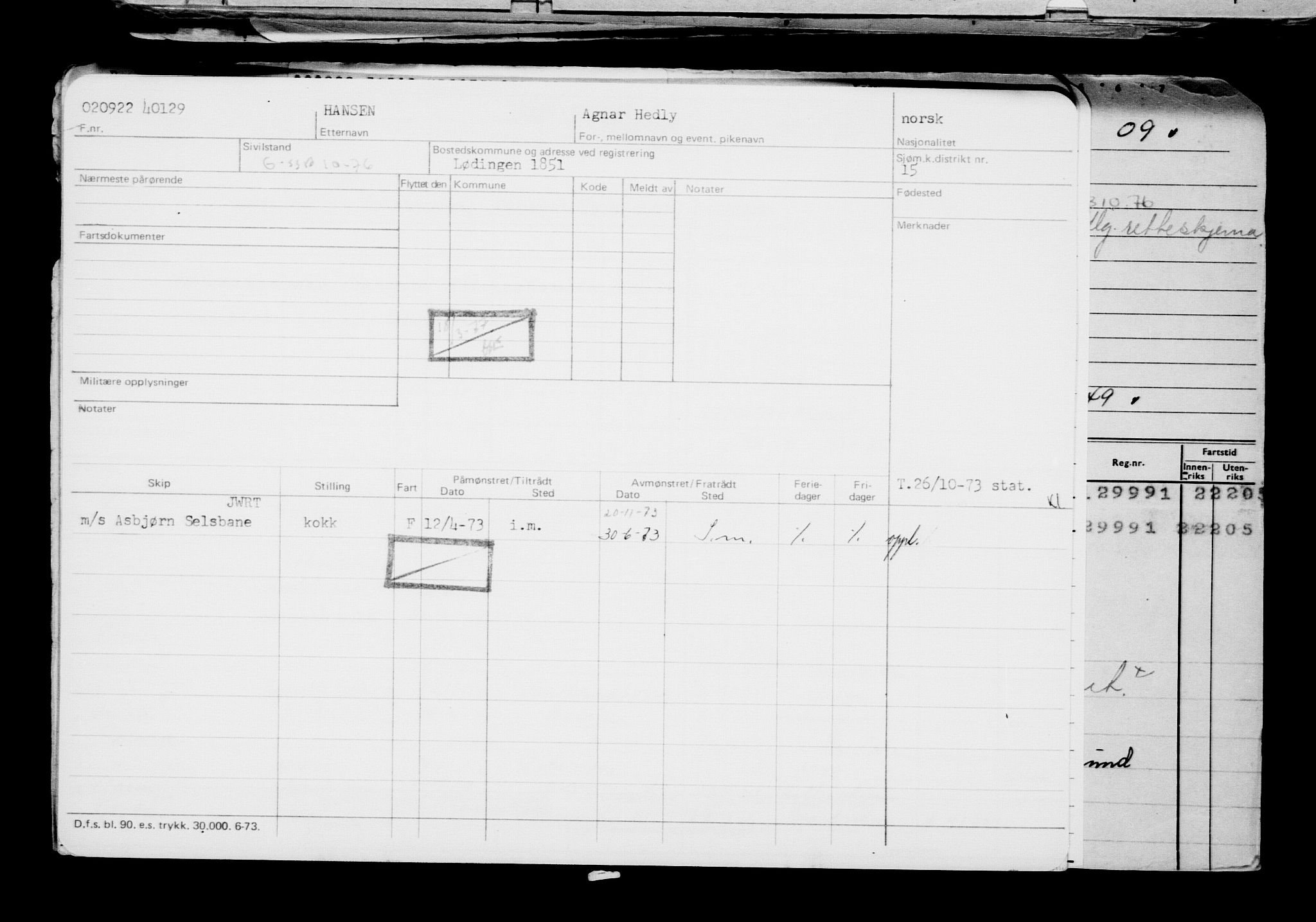 Direktoratet for sjømenn, AV/RA-S-3545/G/Gb/L0210: Hovedkort, 1922, p. 285