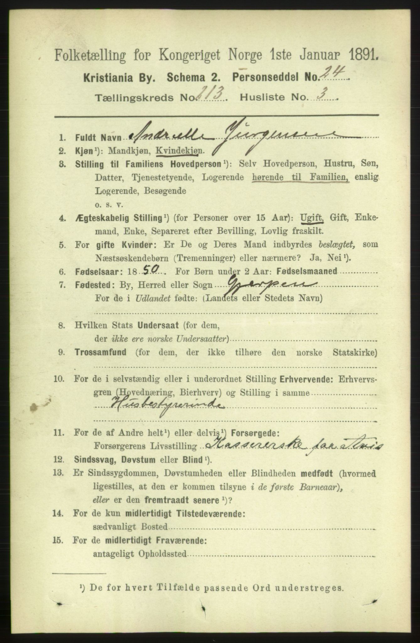 RA, 1891 census for 0301 Kristiania, 1891, p. 127097