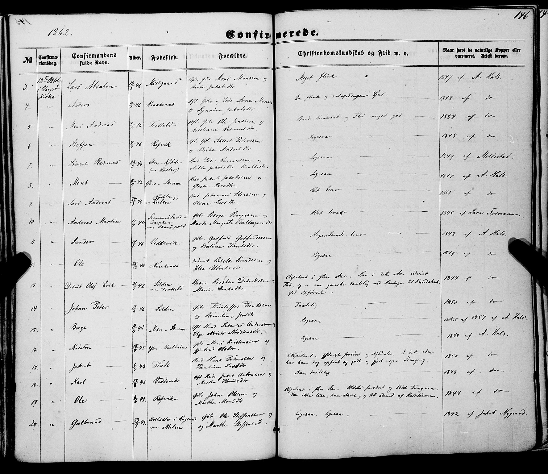 Selje sokneprestembete, AV/SAB-A-99938/H/Ha/Haa/Haaa: Parish register (official) no. A 11, 1858-1870, p. 146