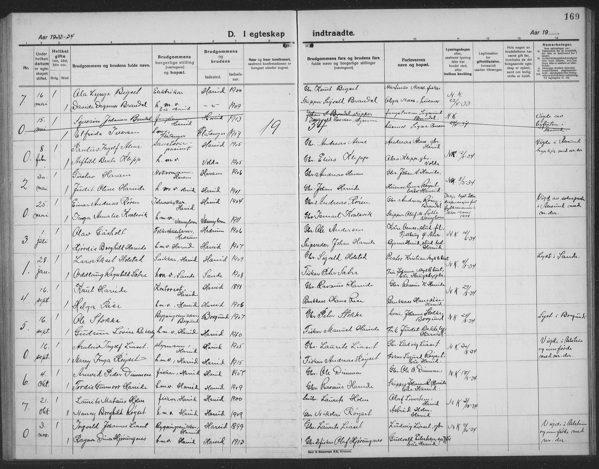 Ministerialprotokoller, klokkerbøker og fødselsregistre - Møre og Romsdal, AV/SAT-A-1454/510/L0127: Parish register (copy) no. 510C04, 1923-1939, p. 169