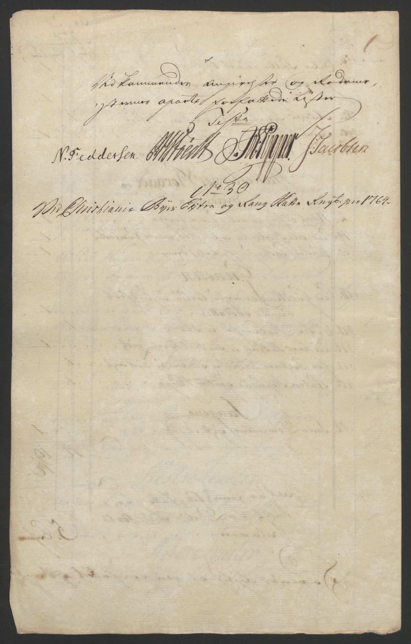 Rentekammeret inntil 1814, Reviderte regnskaper, Byregnskaper, AV/RA-EA-4066/R/Re/L0072/0001: [E13] Kontribusjonsregnskap / Ekstraskatt, 1763-1764, p. 440