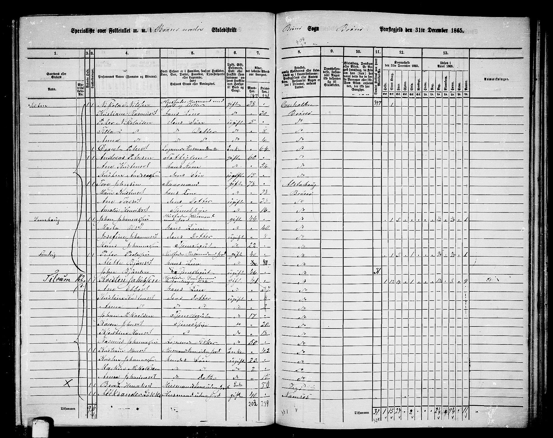 RA, 1865 census for Brønnøy, 1865, p. 162