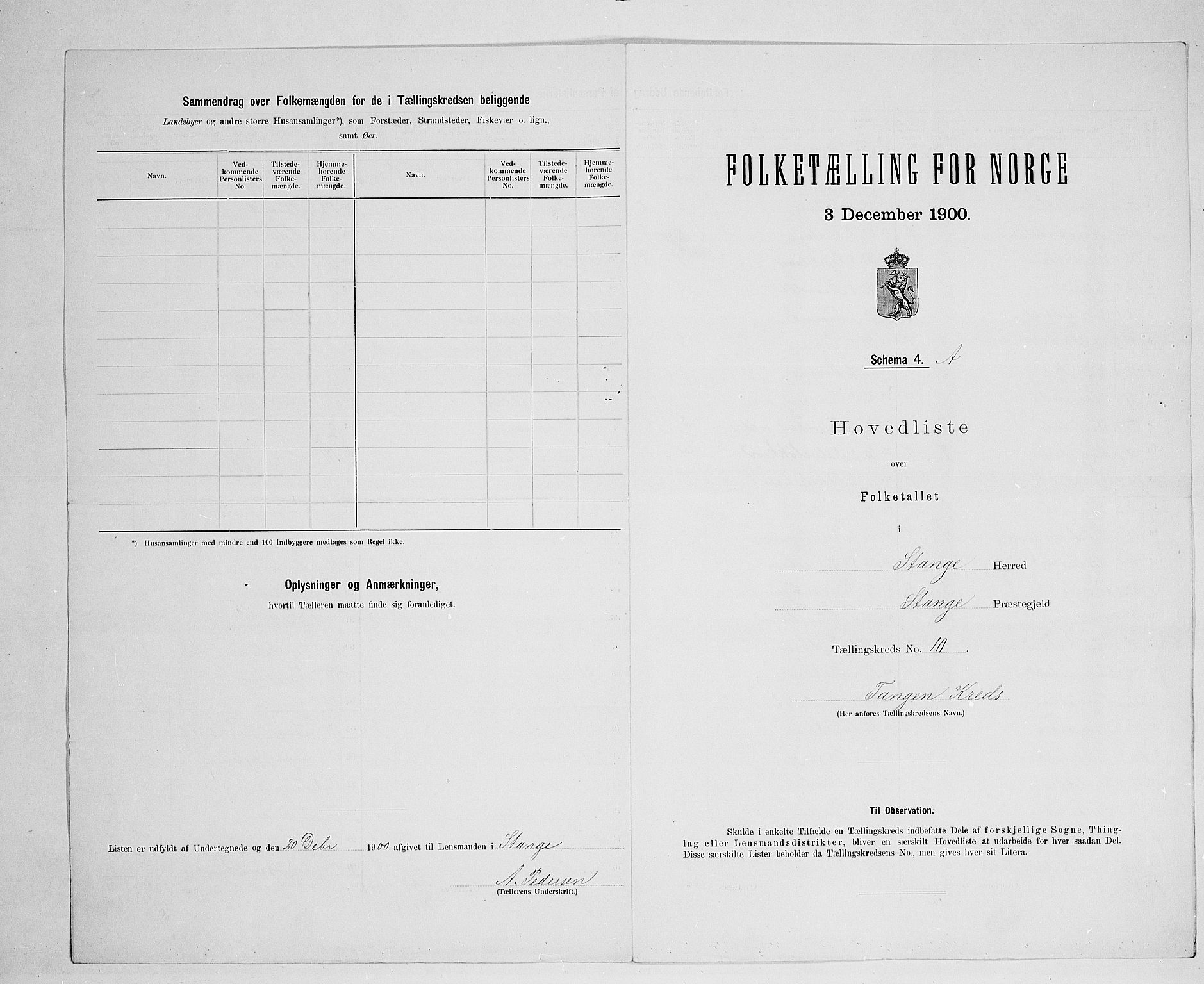 SAH, 1900 census for Stange, 1900, p. 55