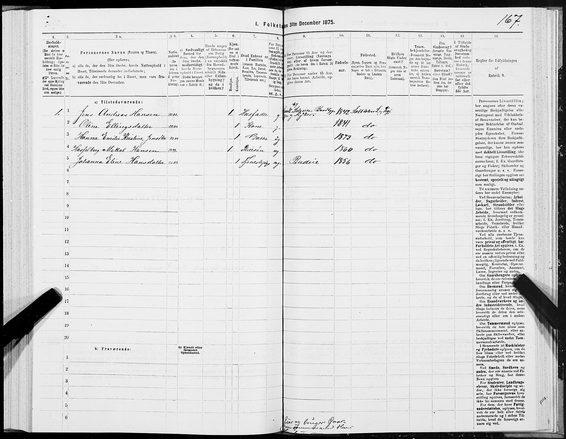 SAT, 1875 census for 1840P Saltdal, 1875, p. 2167