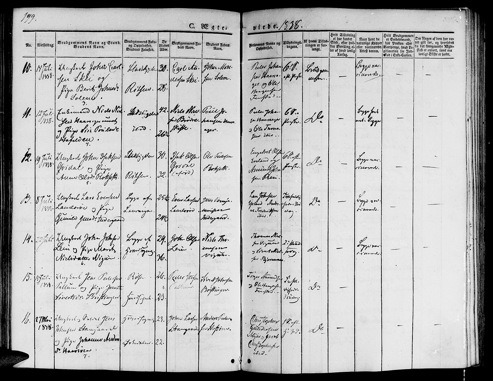 Ministerialprotokoller, klokkerbøker og fødselsregistre - Sør-Trøndelag, AV/SAT-A-1456/646/L0610: Parish register (official) no. 646A08, 1837-1847, p. 199