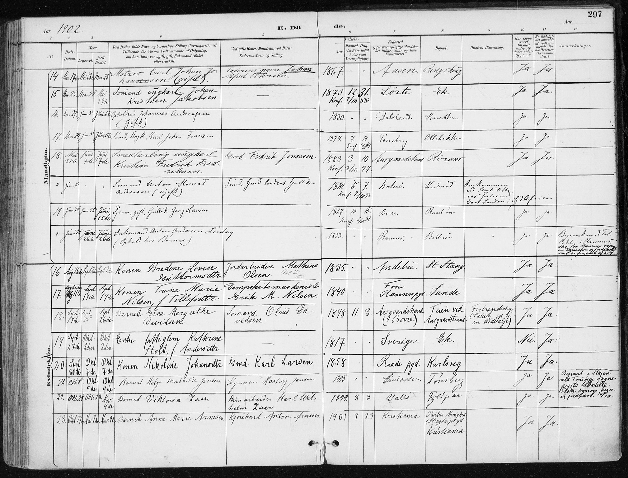 Sem kirkebøker, AV/SAKO-A-5/F/Fb/L0005: Parish register (official) no. II 5, 1892-1904, p. 297