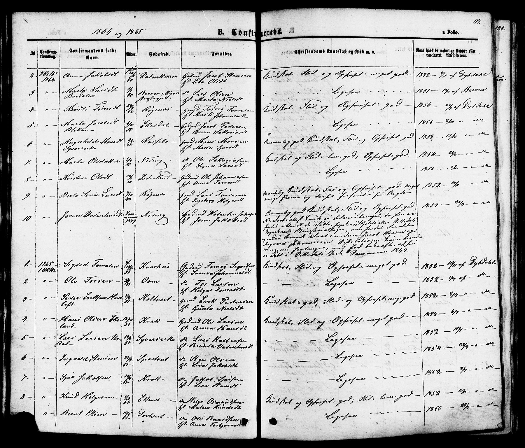 Skjold sokneprestkontor, AV/SAST-A-101847/H/Ha/Haa/L0007: Parish register (official) no. A 7, 1857-1882, p. 114