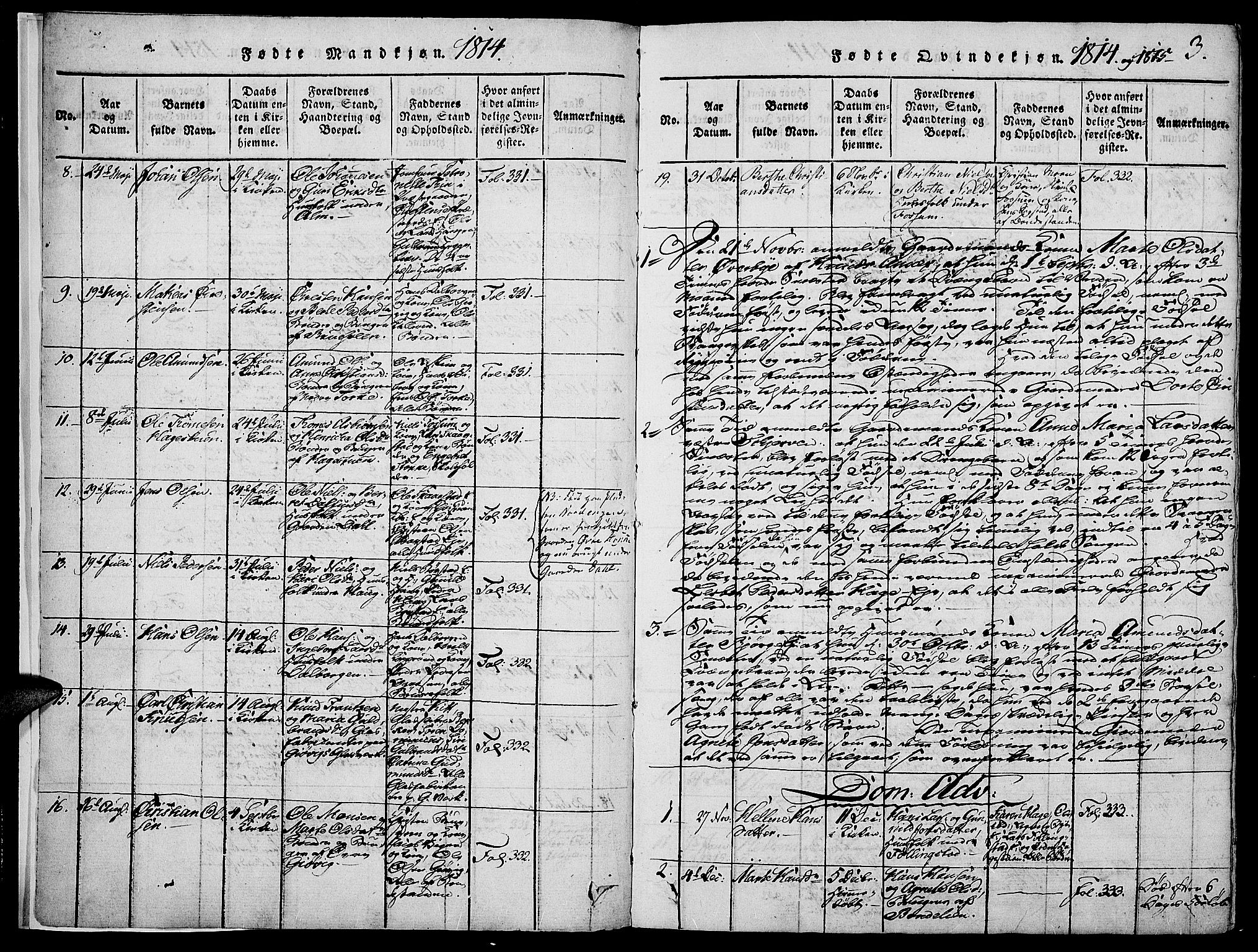 Vardal prestekontor, SAH/PREST-100/H/Ha/Haa/L0004: Parish register (official) no. 4, 1814-1831, p. 3