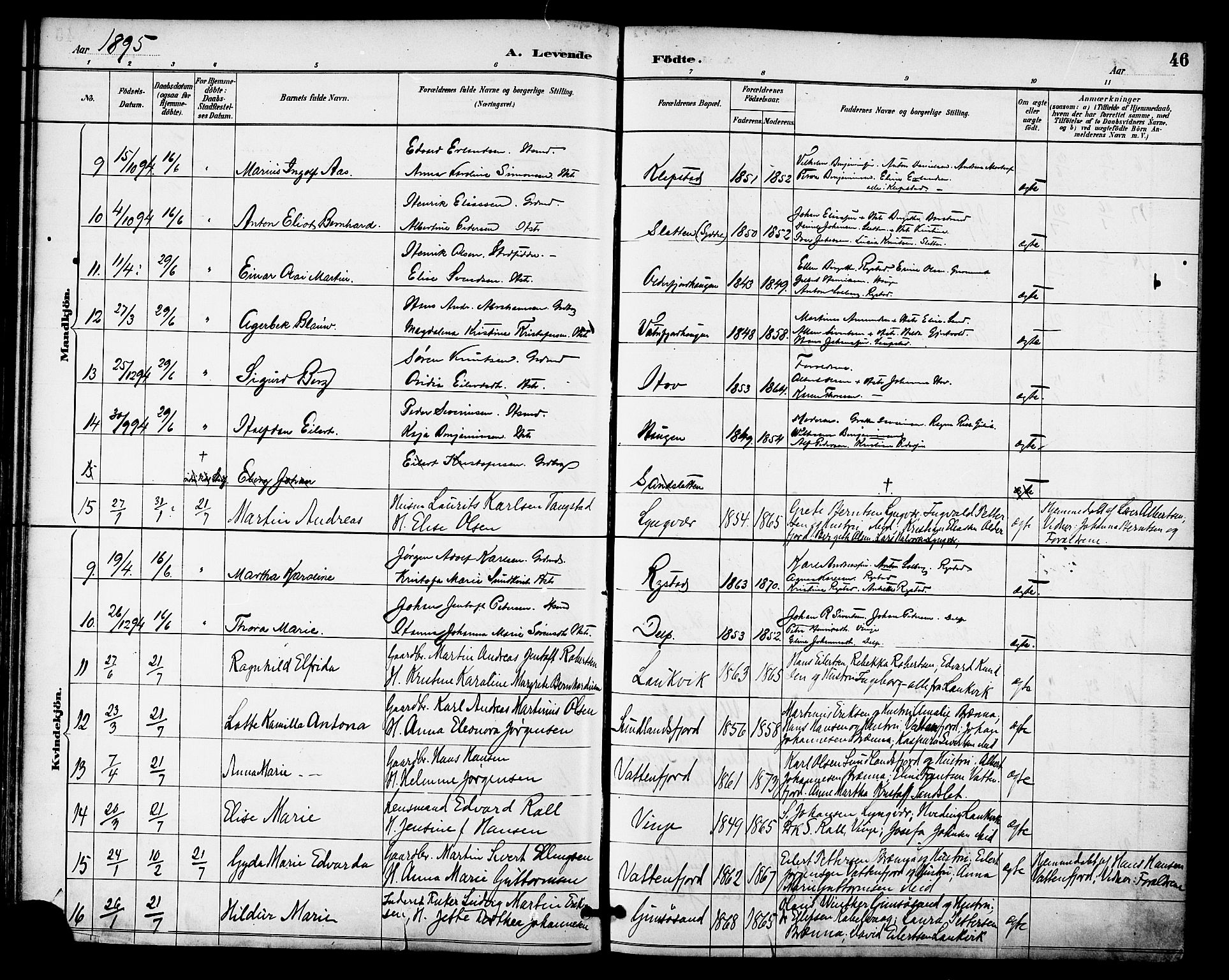 Ministerialprotokoller, klokkerbøker og fødselsregistre - Nordland, SAT/A-1459/876/L1097: Parish register (official) no. 876A03, 1886-1896, p. 46