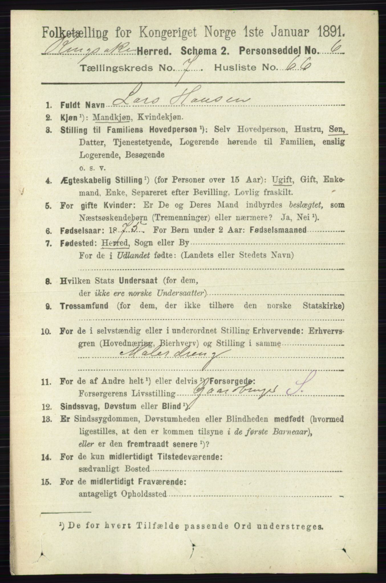 RA, 1891 census for 0412 Ringsaker, 1891, p. 4328