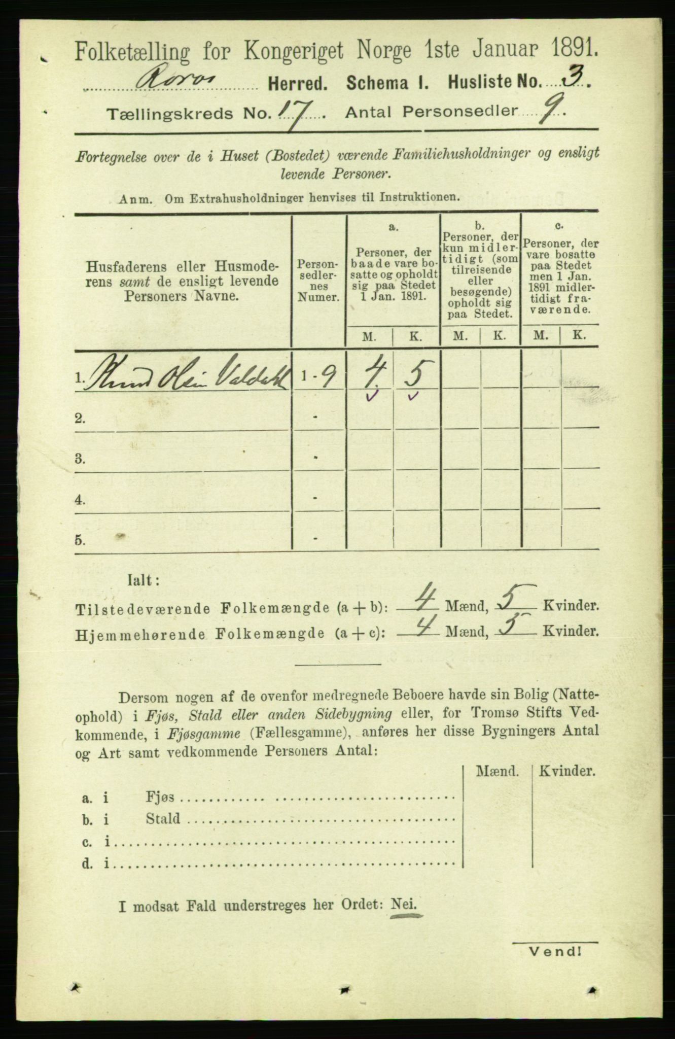 RA, 1891 census for 1640 Røros, 1891, p. 4251