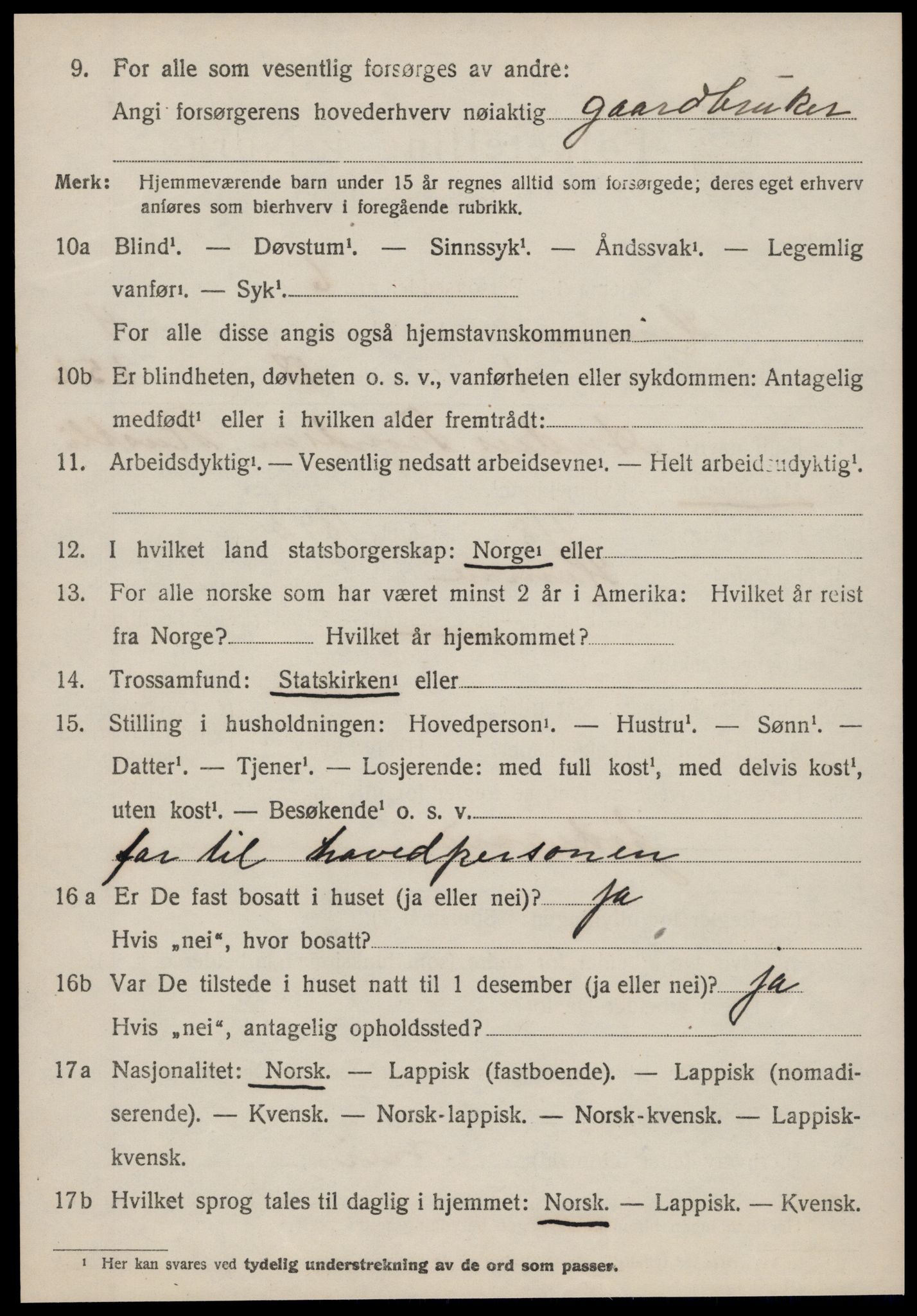 SAT, 1920 census for Hemne, 1920, p. 2861