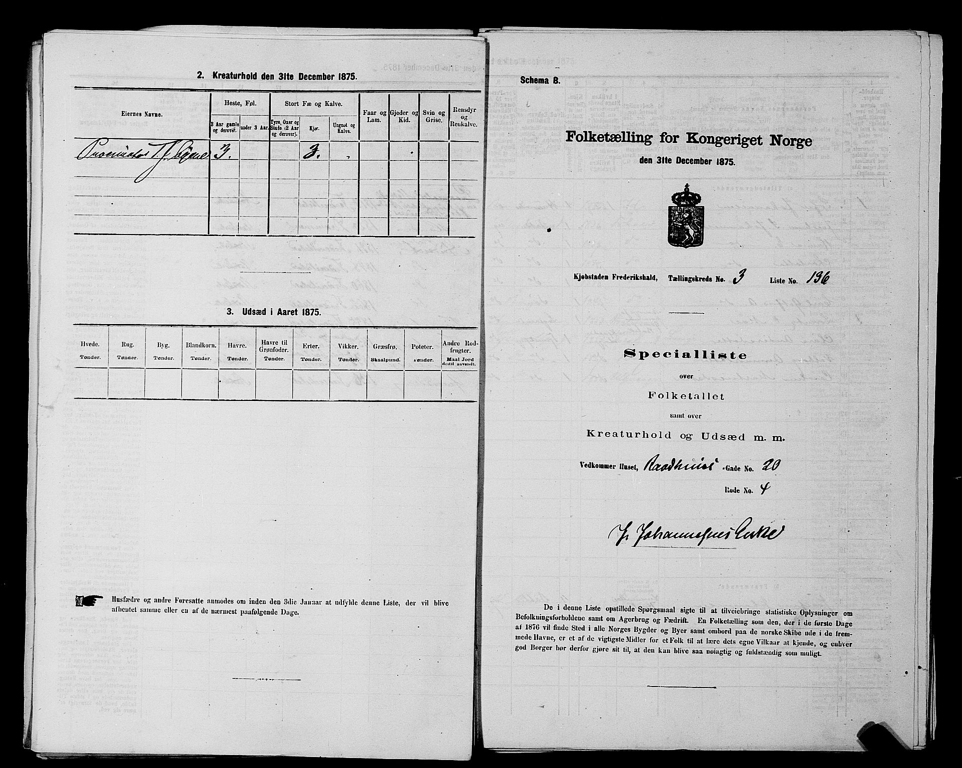 RA, 1875 census for 0101P Fredrikshald, 1875, p. 323