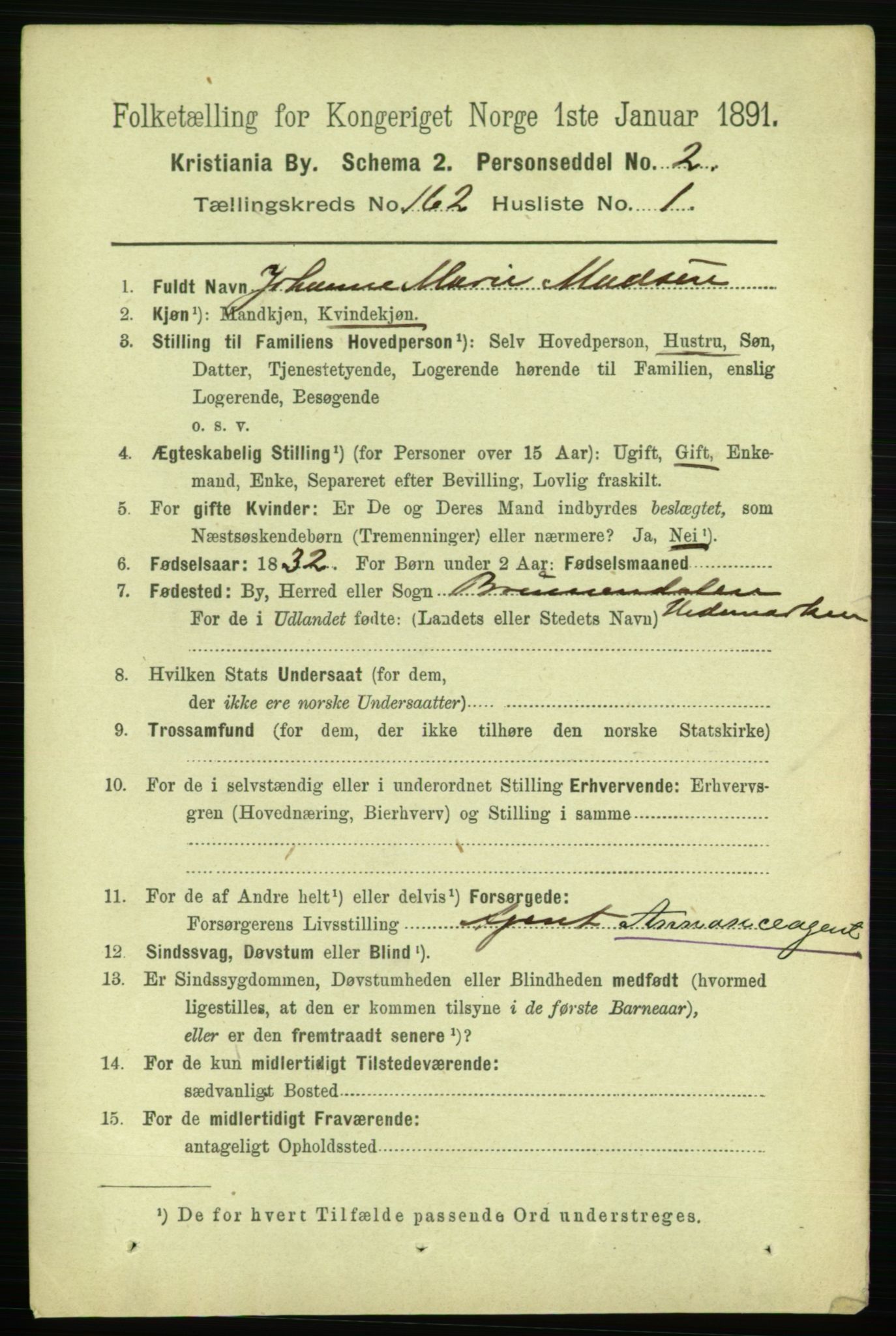 RA, 1891 census for 0301 Kristiania, 1891, p. 92581