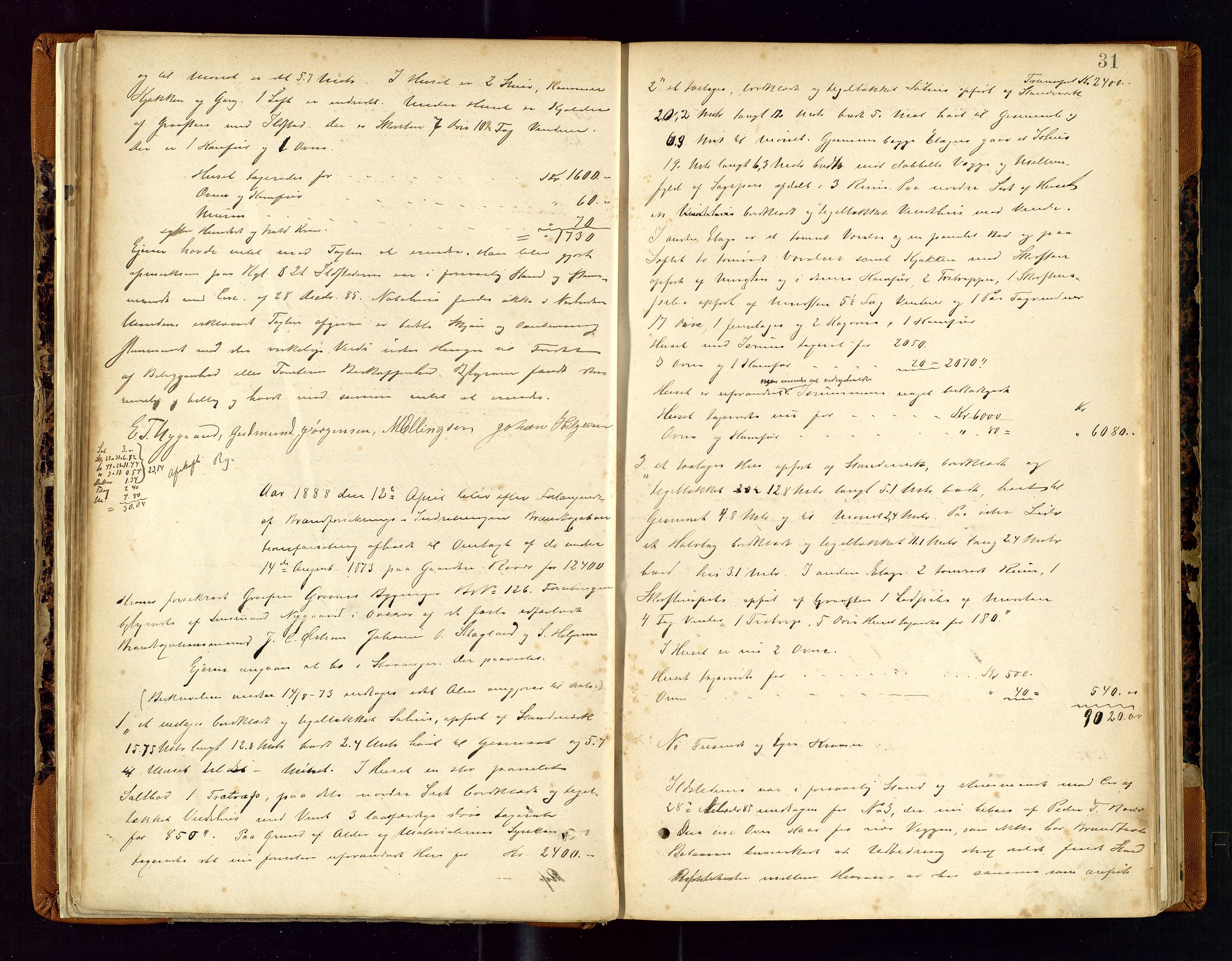 Torvestad lensmannskontor, AV/SAST-A-100307/1/Goa/L0002: "Brandtaxationsprotokol for Torvestad Thinglag", 1883-1917, p. 30b-31a